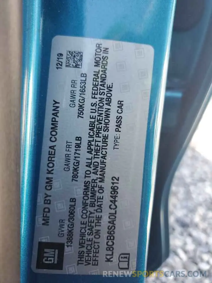 13 Photograph of a damaged car KL8CB6SA0LC449612 CHEVROLET SPARK 2020
