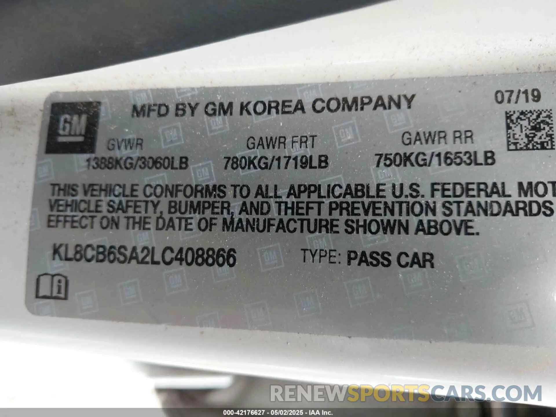 9 Photograph of a damaged car KL8CB6SA2LC408866 CHEVROLET SPARK 2020
