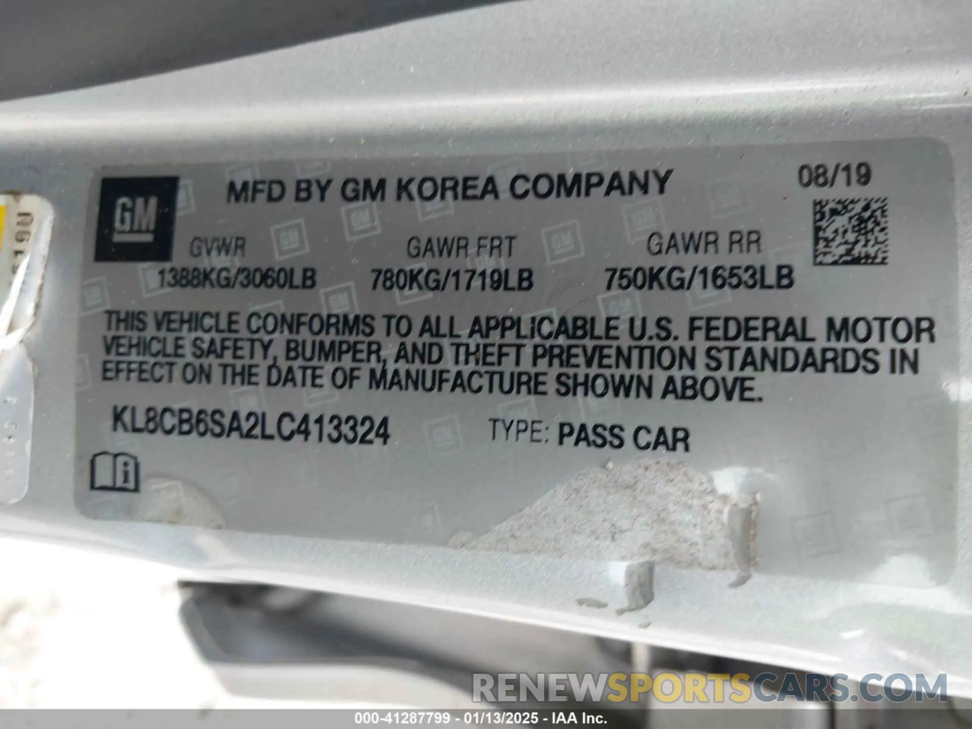 9 Photograph of a damaged car KL8CB6SA2LC413324 CHEVROLET SPARK 2020