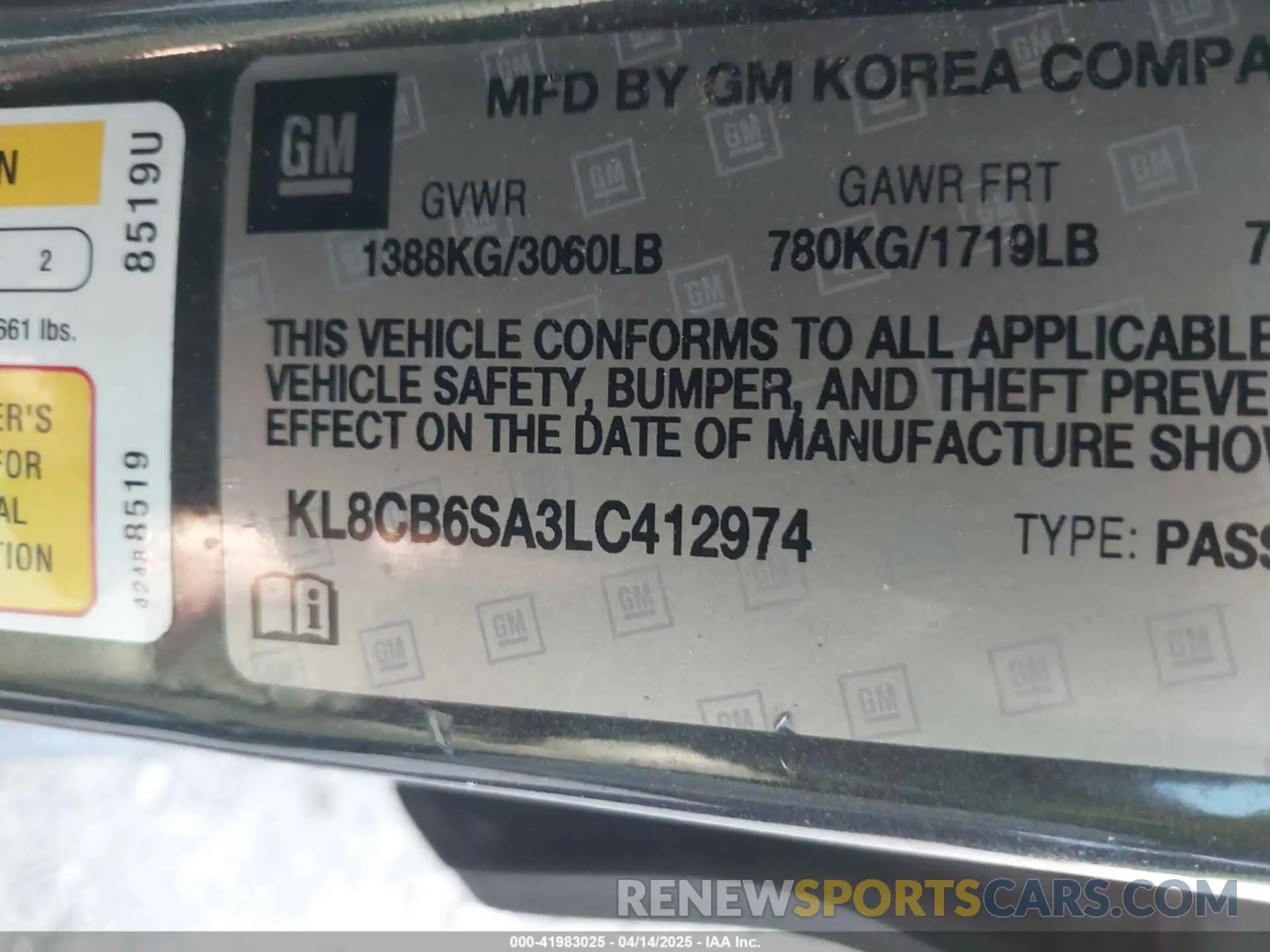 9 Photograph of a damaged car KL8CB6SA3LC412974 CHEVROLET SPARK 2020