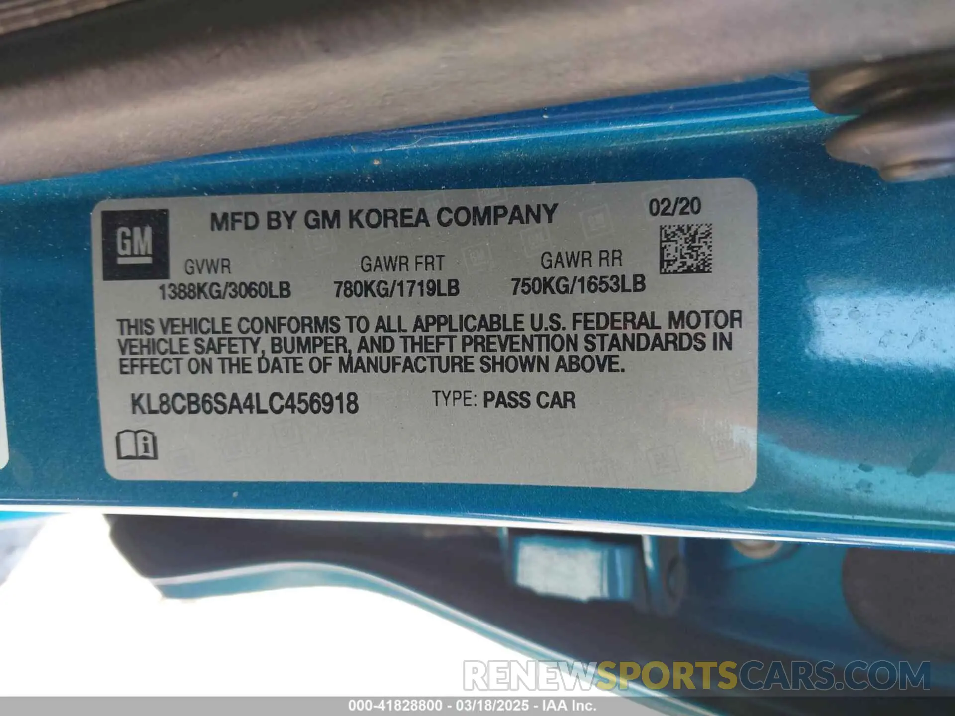 9 Photograph of a damaged car KL8CB6SA4LC456918 CHEVROLET SPARK 2020