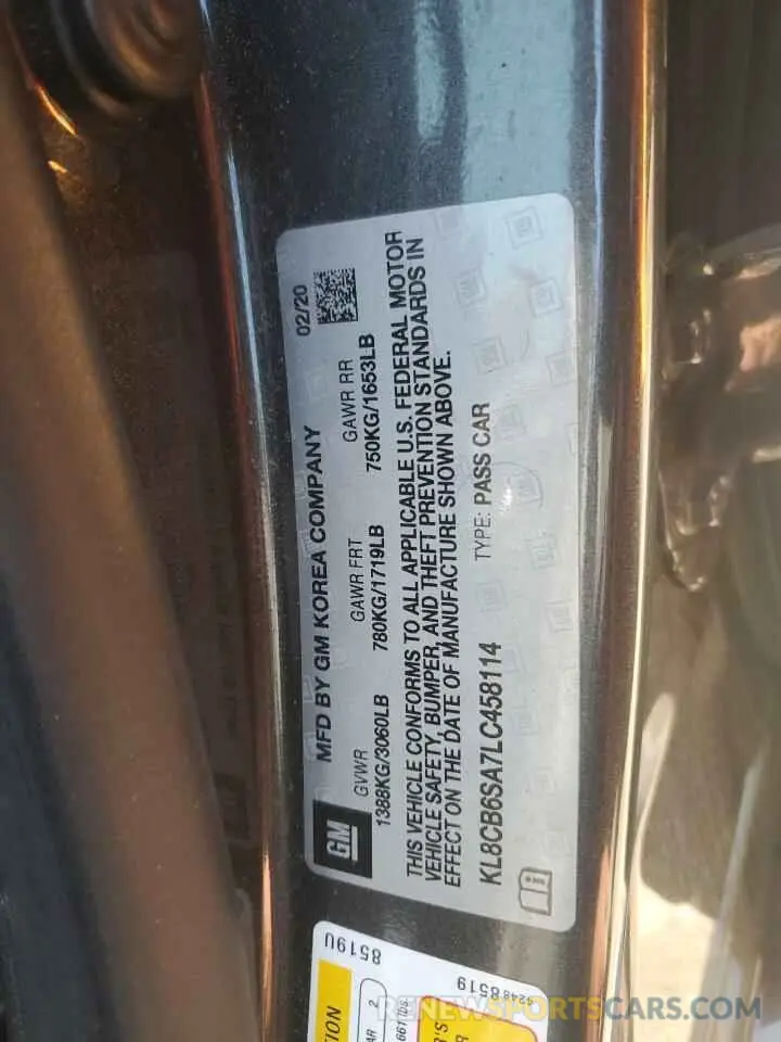 14 Photograph of a damaged car KL8CB6SA7LC458114 CHEVROLET SPARK 2020