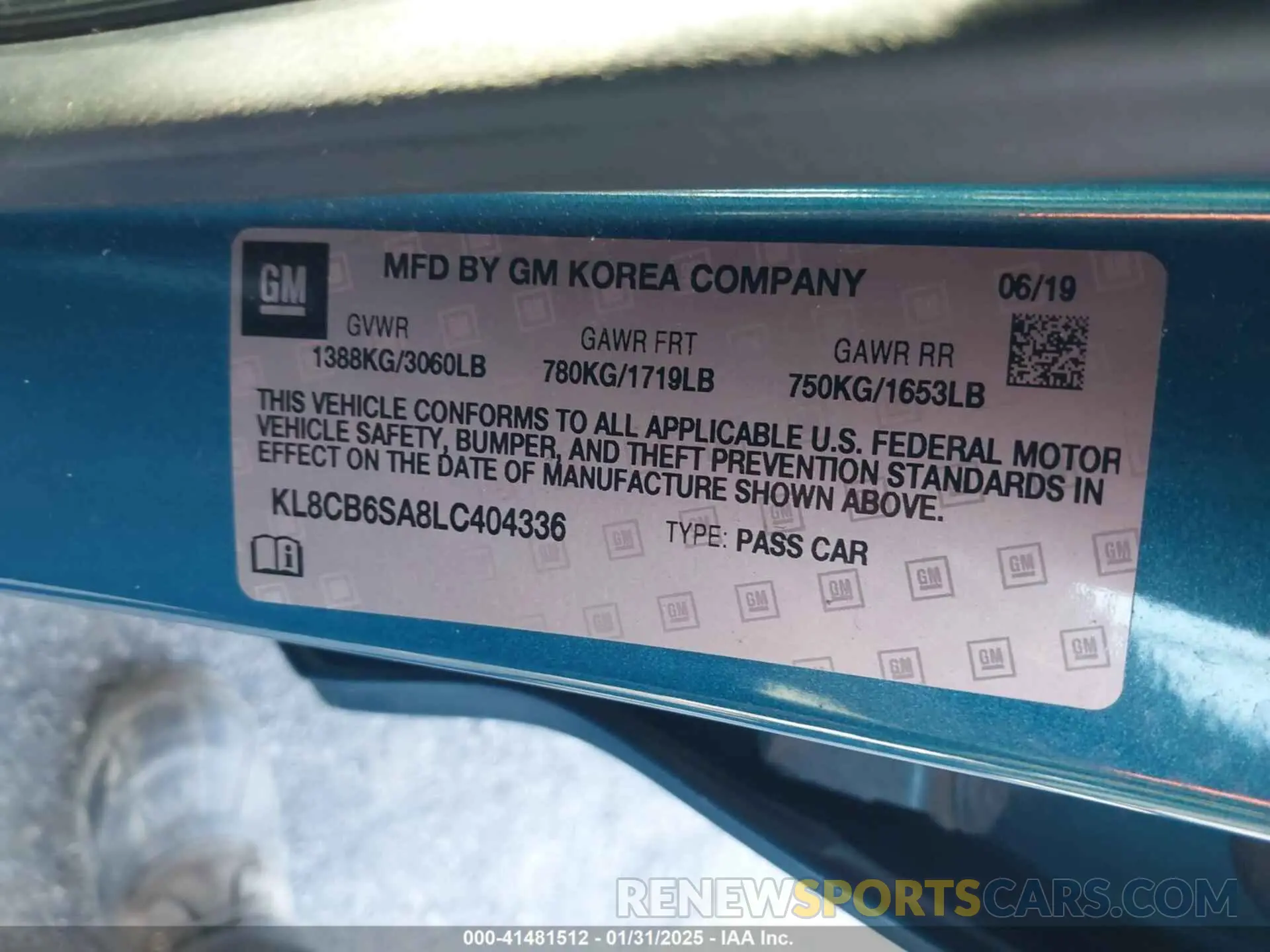 9 Photograph of a damaged car KL8CB6SA8LC404336 CHEVROLET SPARK 2020