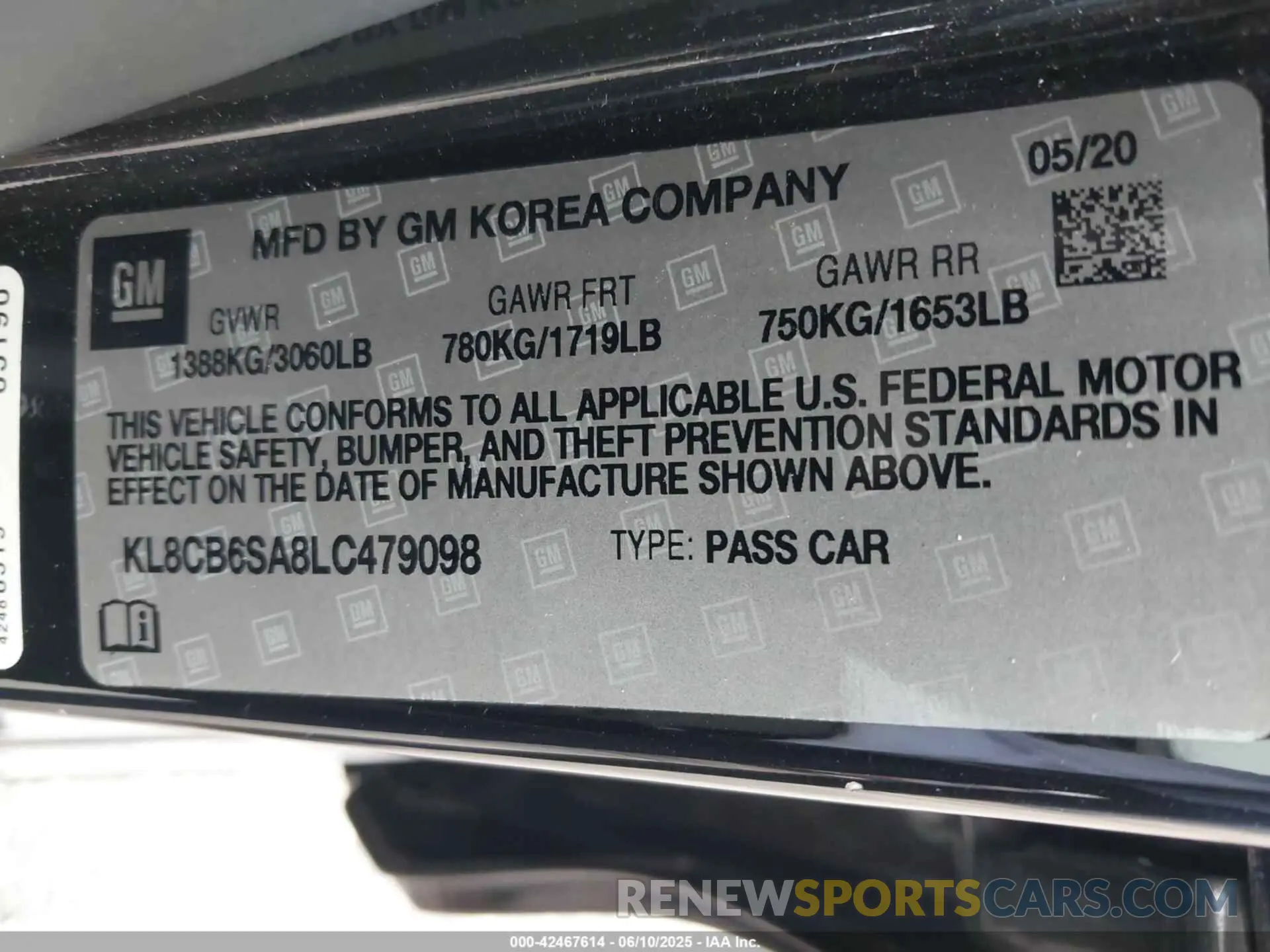 9 Photograph of a damaged car KL8CB6SA8LC479098 CHEVROLET SPARK 2020