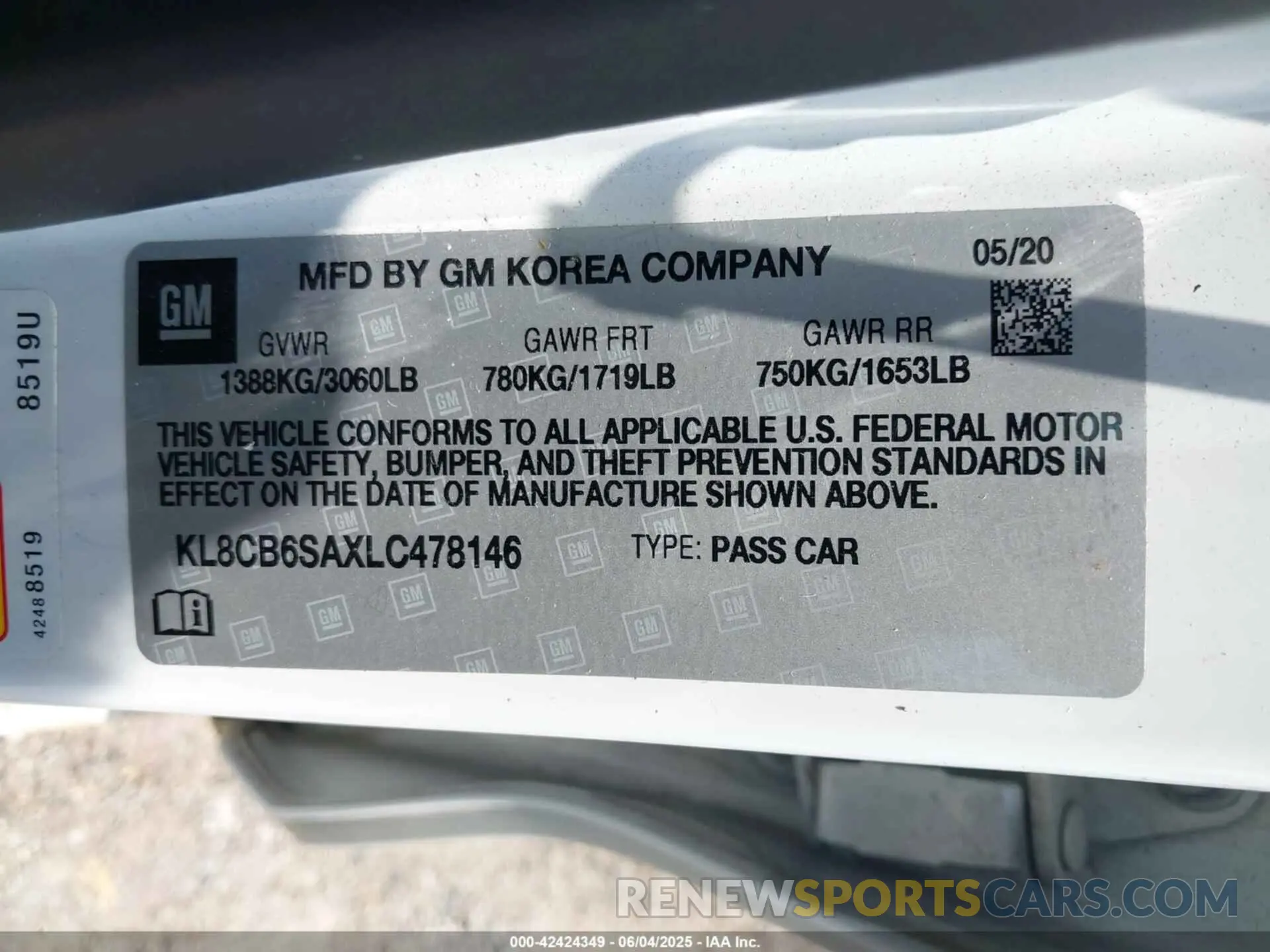 9 Photograph of a damaged car KL8CB6SAXLC478146 CHEVROLET SPARK 2020