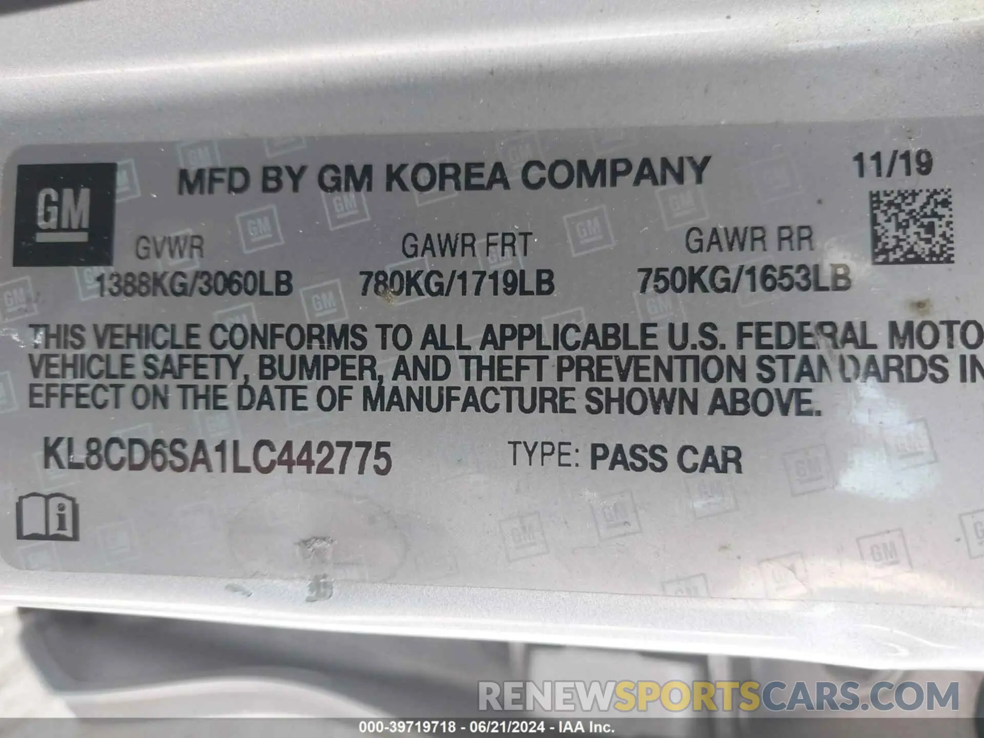 9 Photograph of a damaged car KL8CD6SA1LC442775 CHEVROLET SPARK 2020