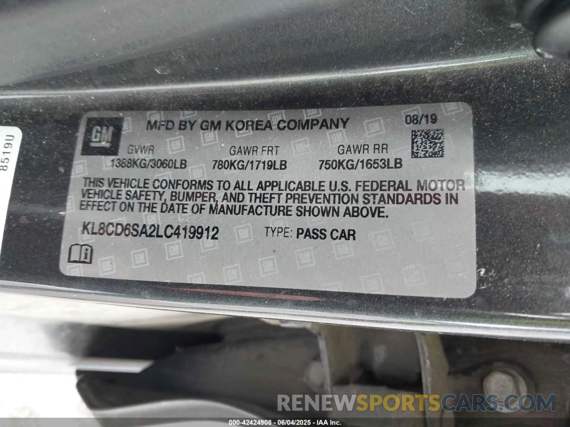 9 Photograph of a damaged car KL8CD6SA2LC419912 CHEVROLET SPARK 2020