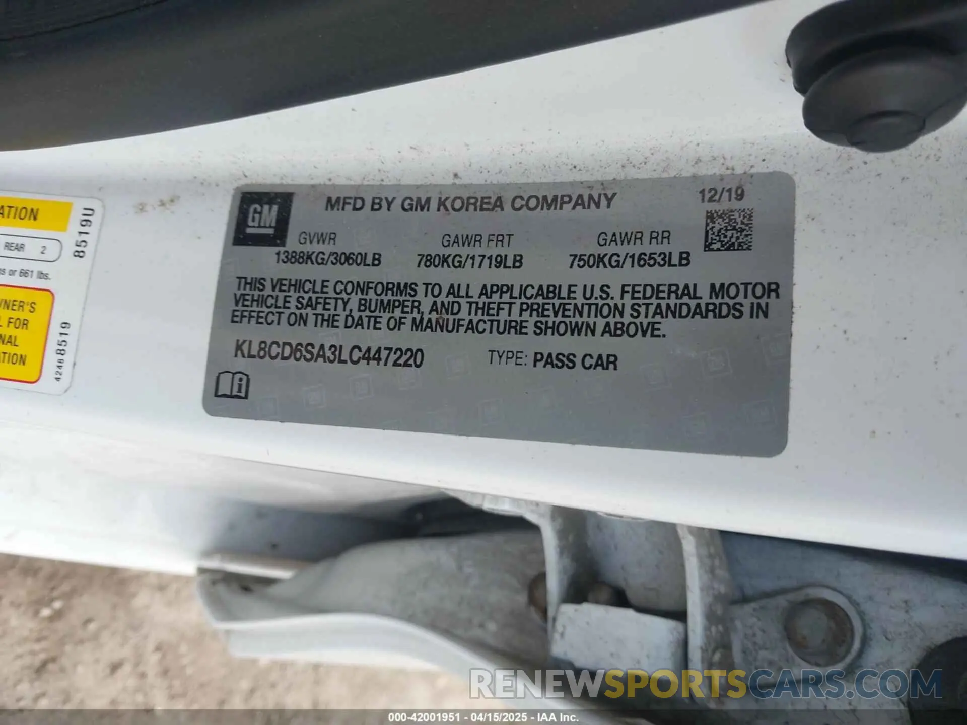 9 Photograph of a damaged car KL8CD6SA3LC447220 CHEVROLET SPARK 2020