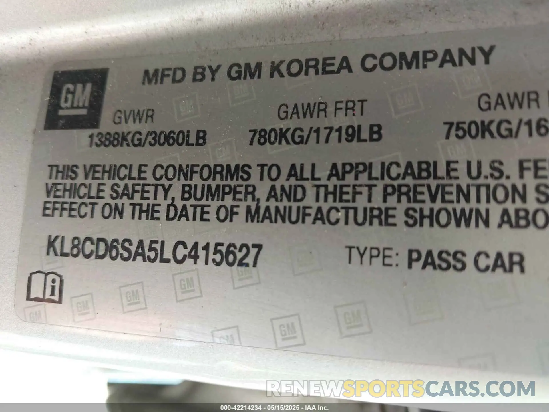 9 Photograph of a damaged car KL8CD6SA5LC415627 CHEVROLET SPARK 2020