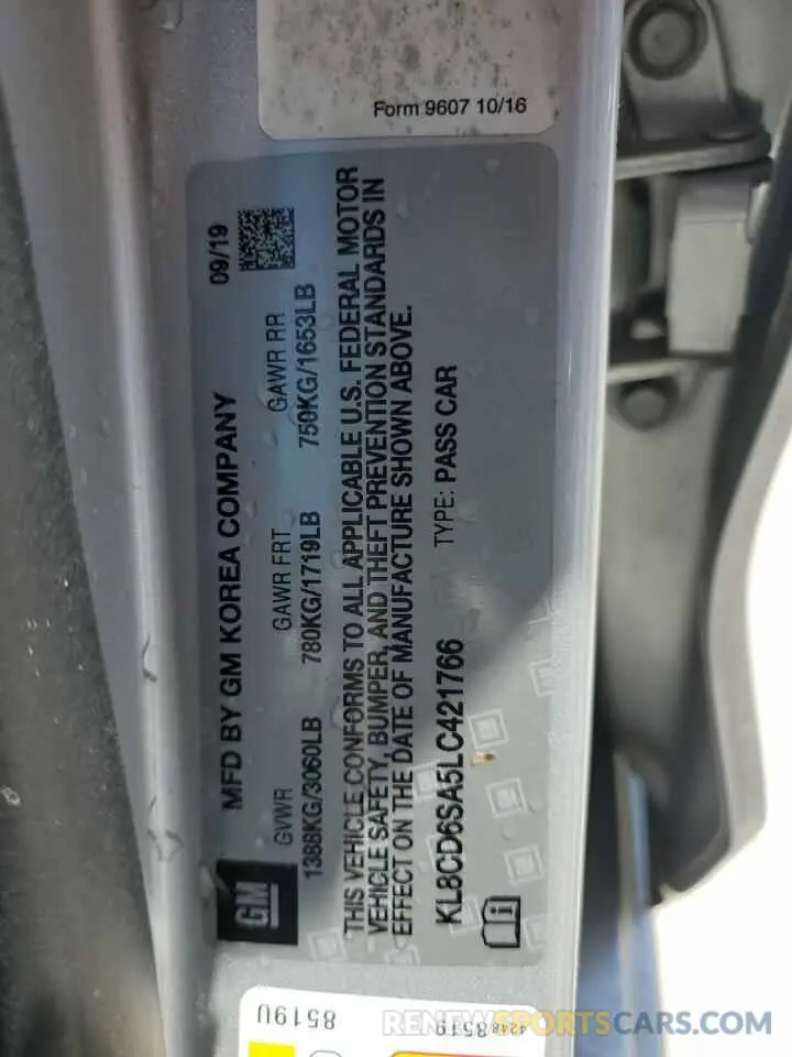 12 Photograph of a damaged car KL8CD6SA5LC421766 CHEVROLET SPARK 2020