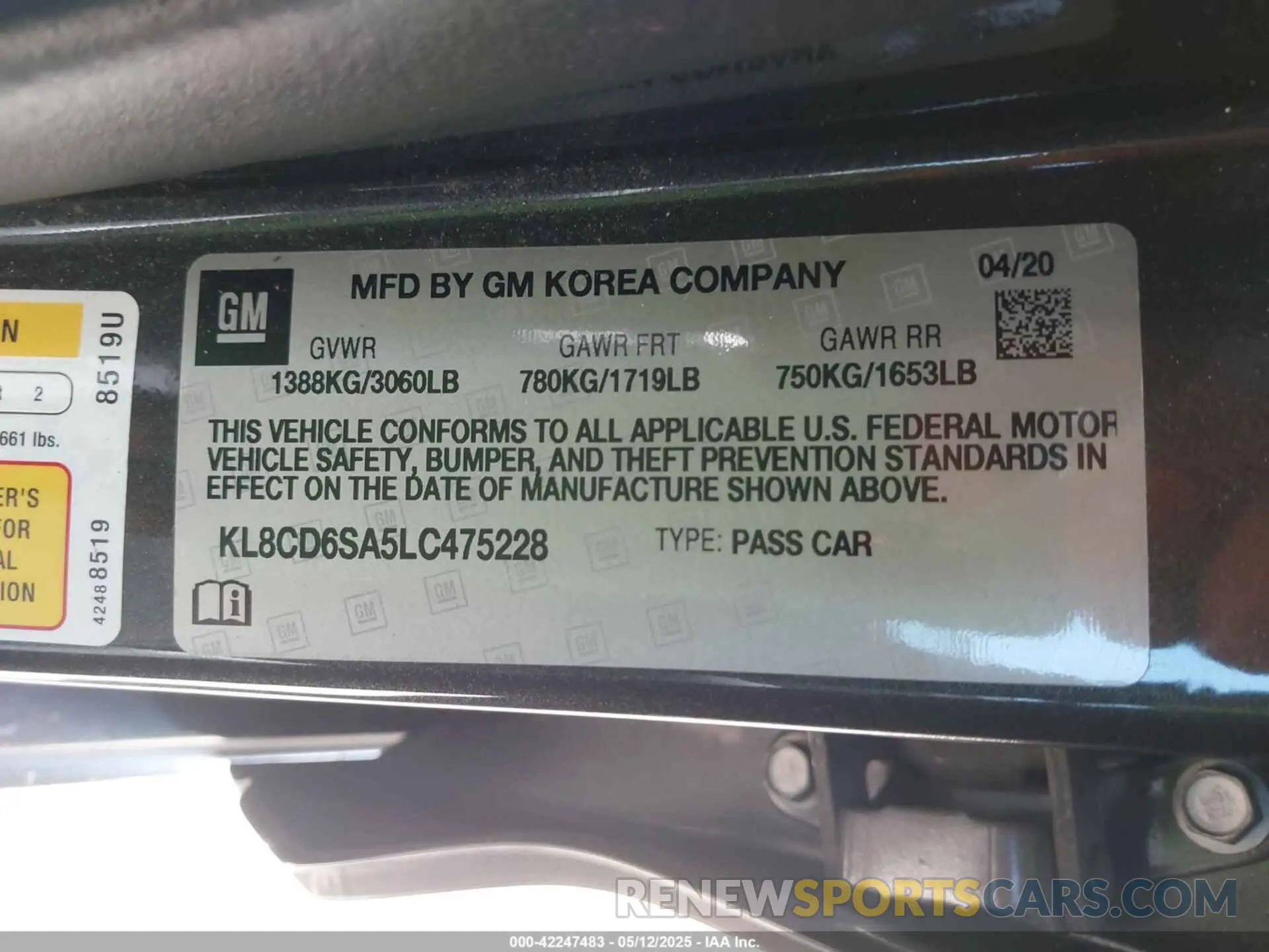 9 Photograph of a damaged car KL8CD6SA5LC475228 CHEVROLET SPARK 2020