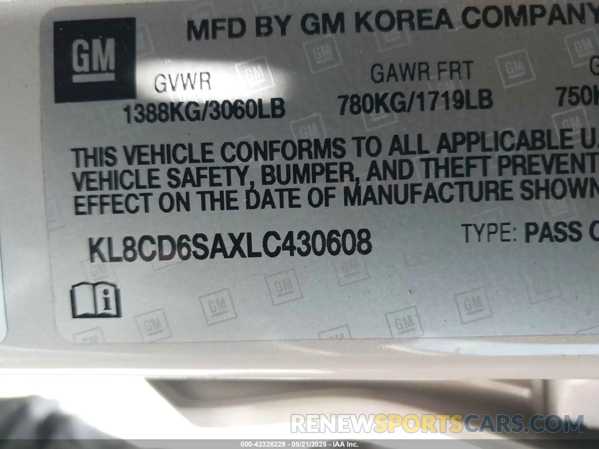 9 Photograph of a damaged car KL8CD6SAXLC430608 CHEVROLET SPARK 2020