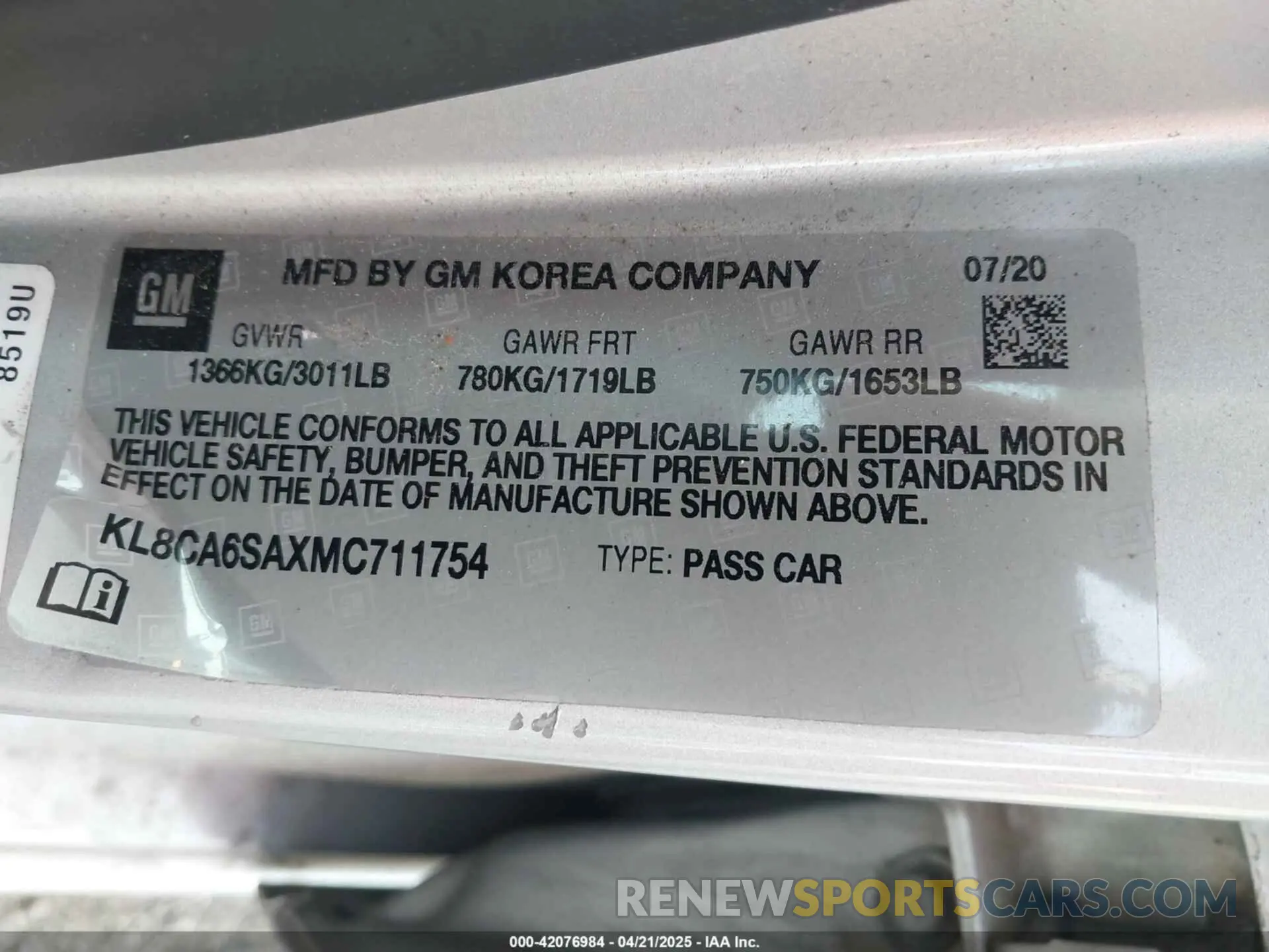 9 Photograph of a damaged car KL8CA6SAXMC711754 CHEVROLET SPARK 2021