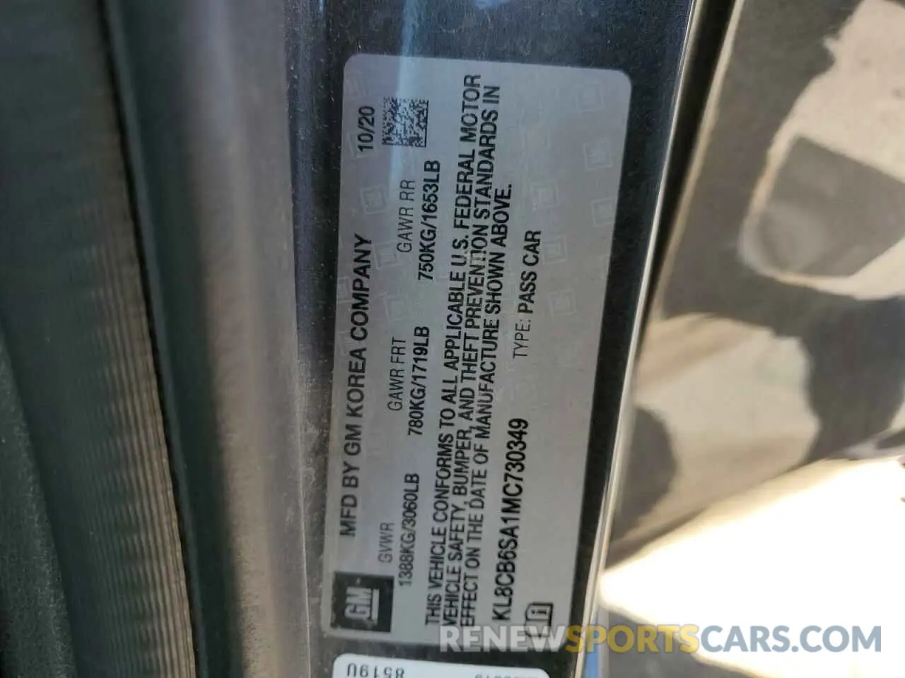 14 Photograph of a damaged car KL8CB6SA1MC730349 CHEVROLET SPARK 2021