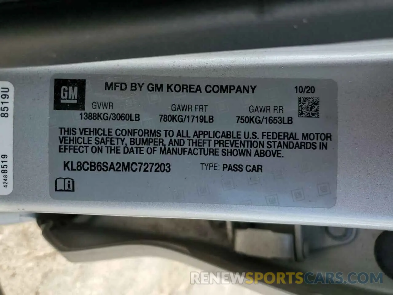 12 Photograph of a damaged car KL8CB6SA2MC727203 CHEVROLET SPARK 2021
