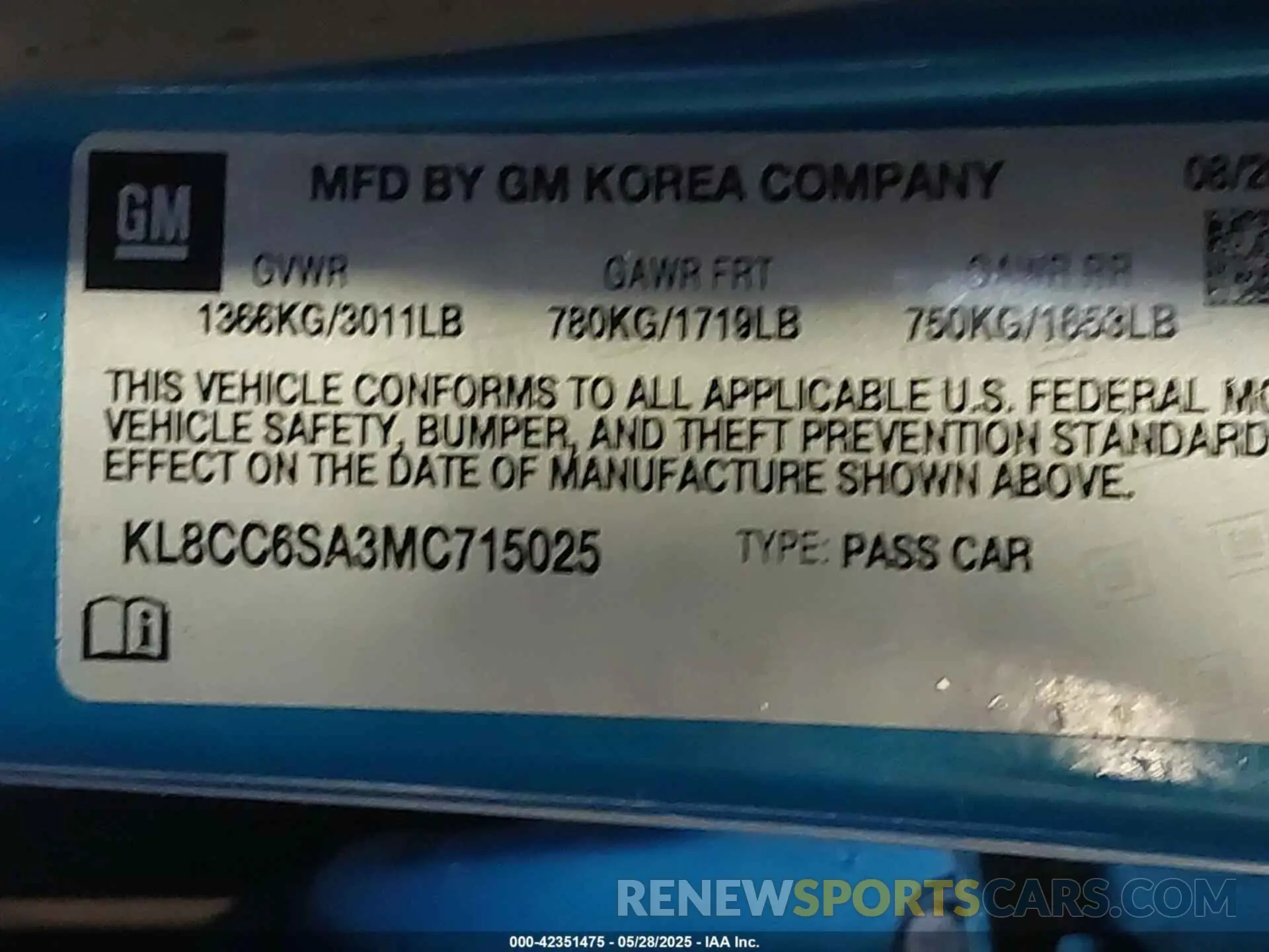 9 Photograph of a damaged car KL8CC6SA3MC715025 CHEVROLET SPARK 2021