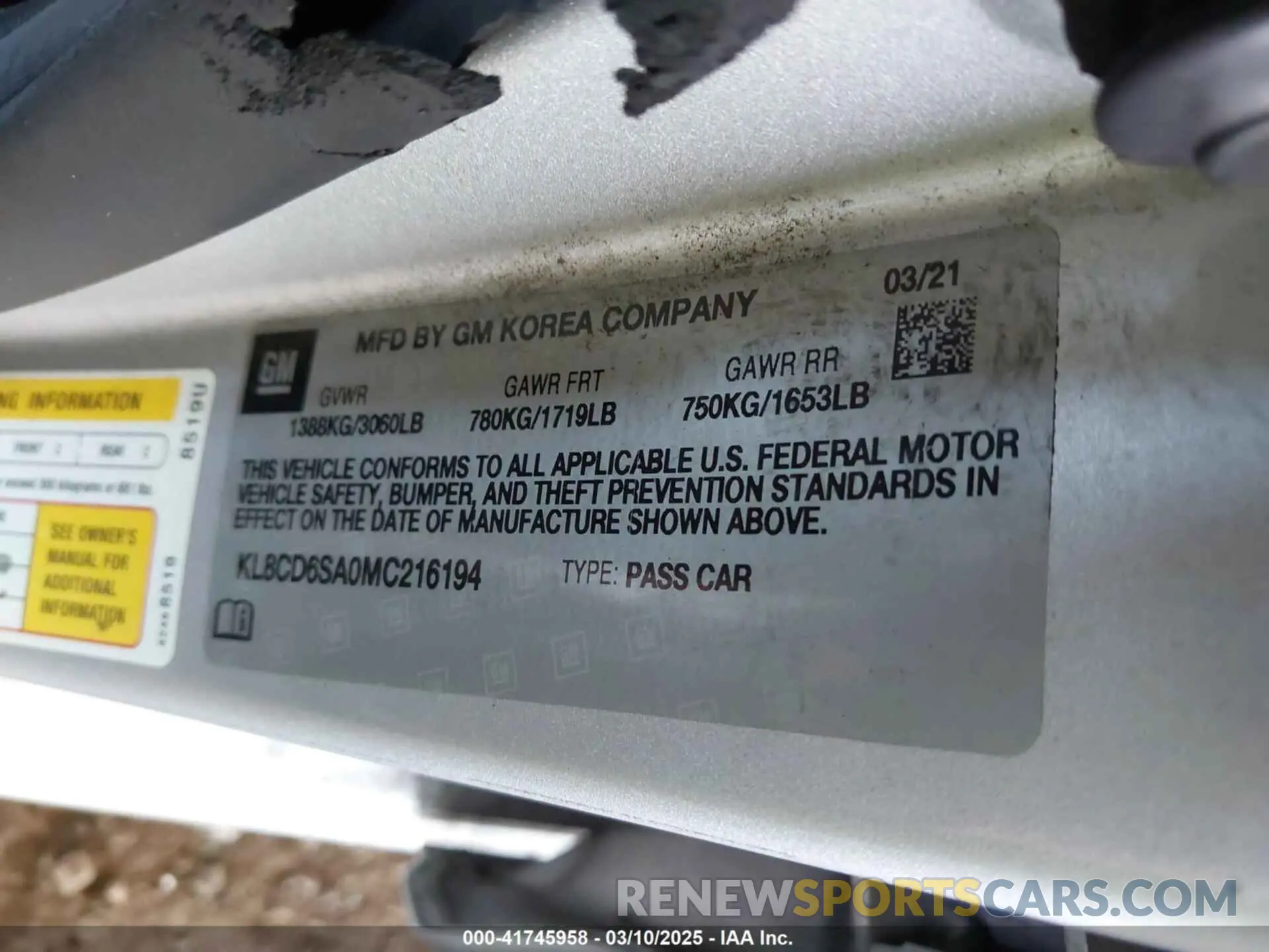9 Photograph of a damaged car KL8CD6SA0MC216194 CHEVROLET SPARK 2021