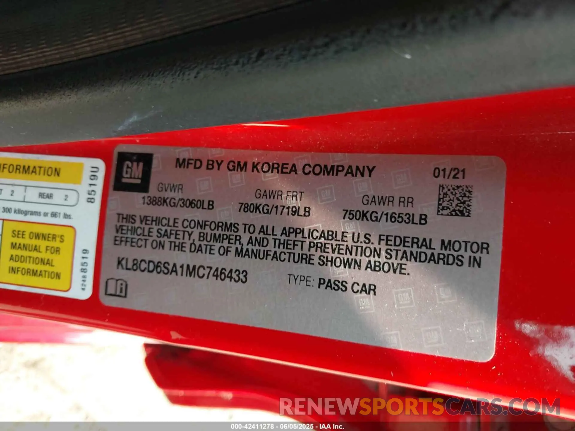 9 Photograph of a damaged car KL8CD6SA1MC746433 CHEVROLET SPARK 2021