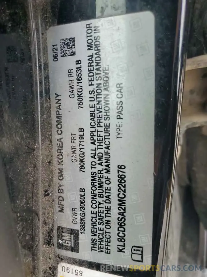 12 Photograph of a damaged car KL8CD6SA2MC226676 CHEVROLET SPARK 2021