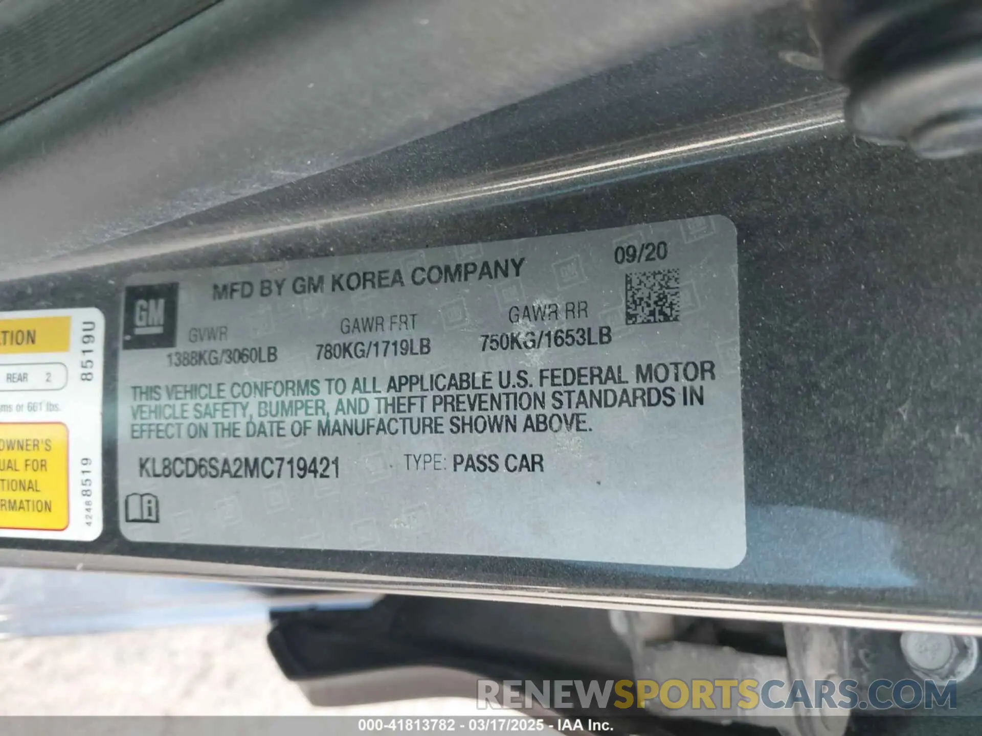 9 Photograph of a damaged car KL8CD6SA2MC719421 CHEVROLET SPARK 2021