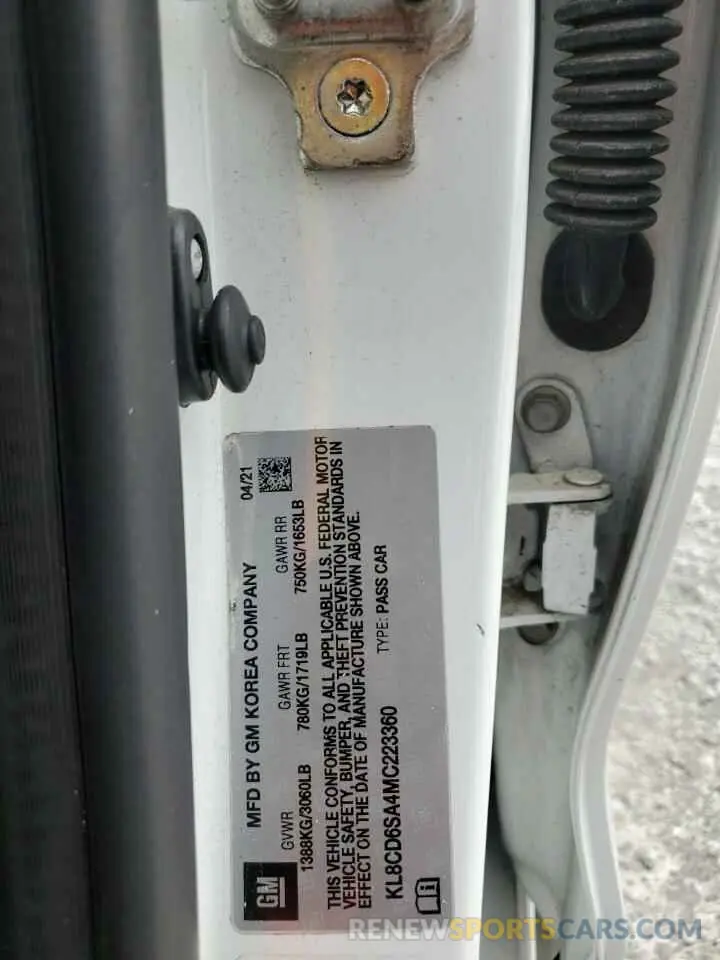12 Photograph of a damaged car KL8CD6SA4MC223360 CHEVROLET SPARK 2021