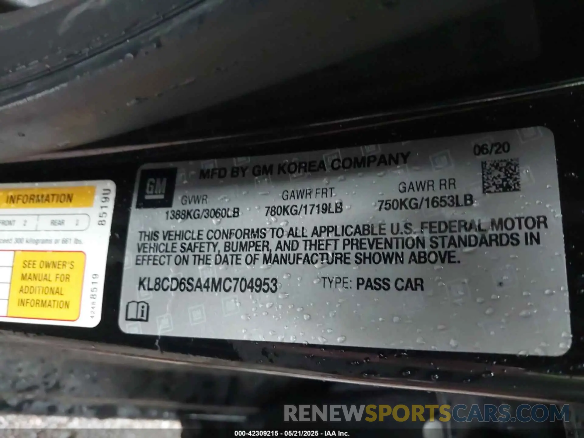 9 Photograph of a damaged car KL8CD6SA4MC704953 CHEVROLET SPARK 2021