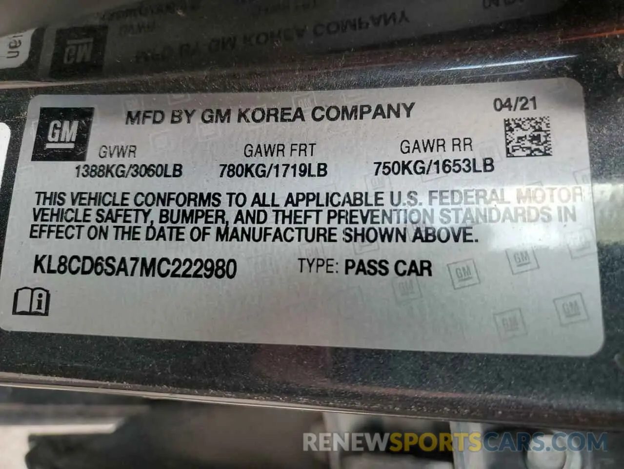13 Photograph of a damaged car KL8CD6SA7MC222980 CHEVROLET SPARK 2021