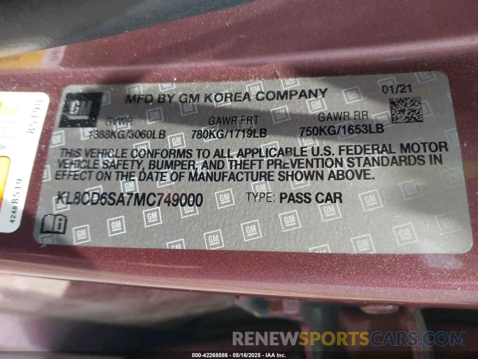 9 Photograph of a damaged car KL8CD6SA7MC749000 CHEVROLET SPARK 2021