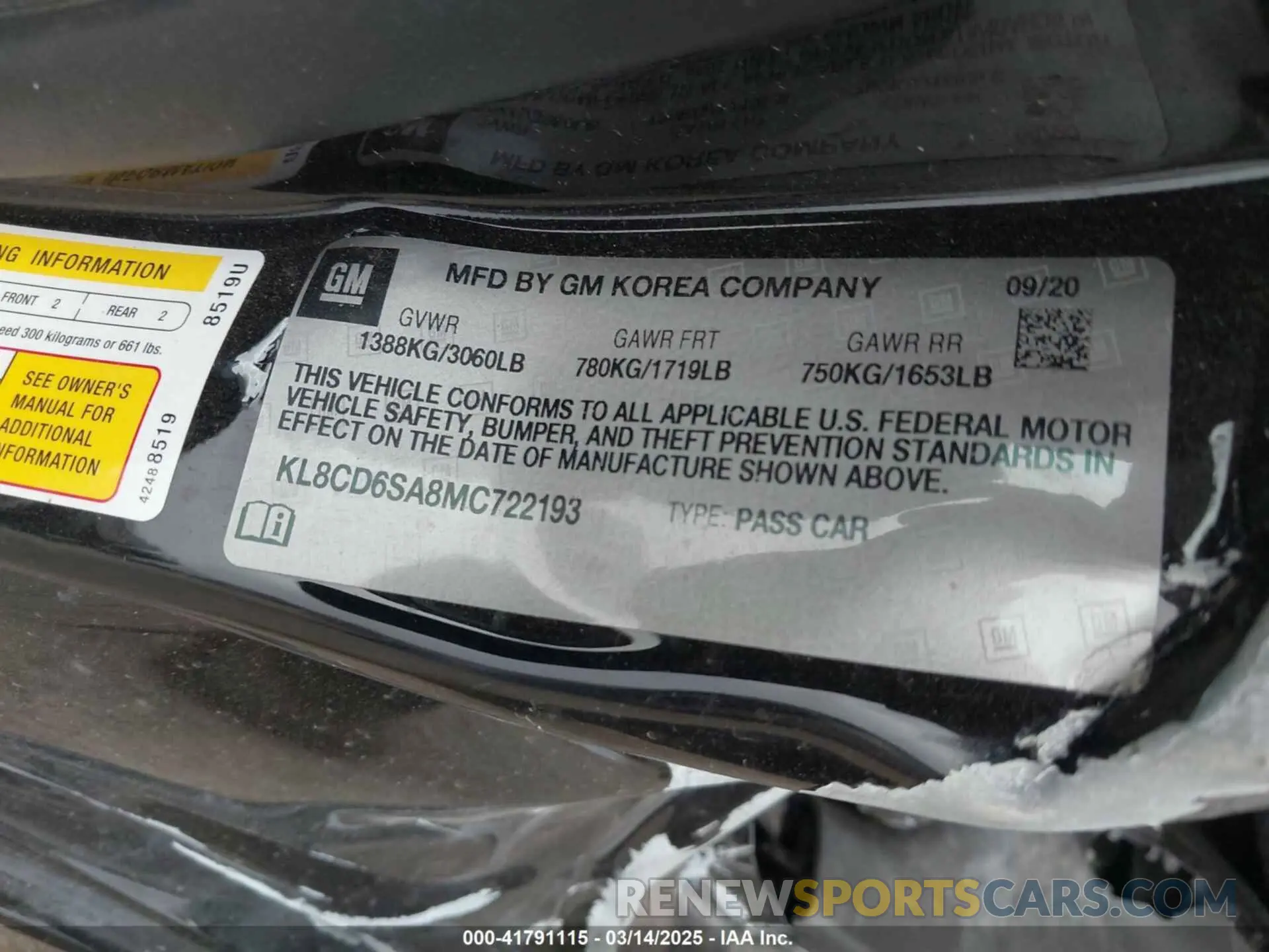 9 Photograph of a damaged car KL8CD6SA8MC722193 CHEVROLET SPARK 2021