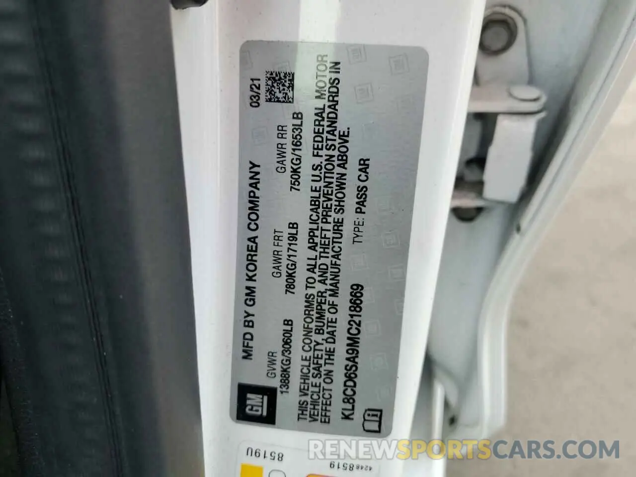 12 Photograph of a damaged car KL8CD6SA9MC218669 CHEVROLET SPARK 2021