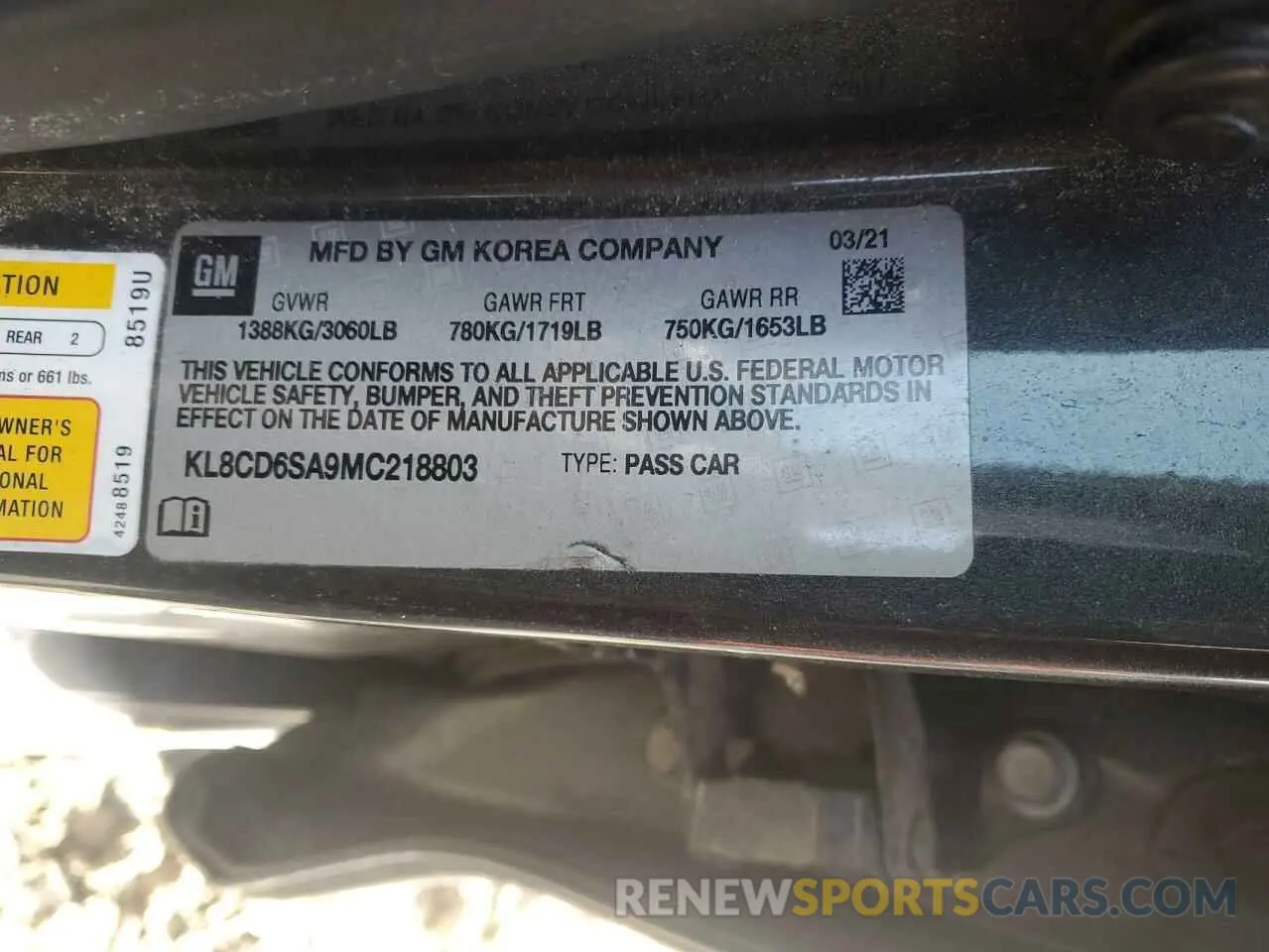 12 Photograph of a damaged car KL8CD6SA9MC218803 CHEVROLET SPARK 2021