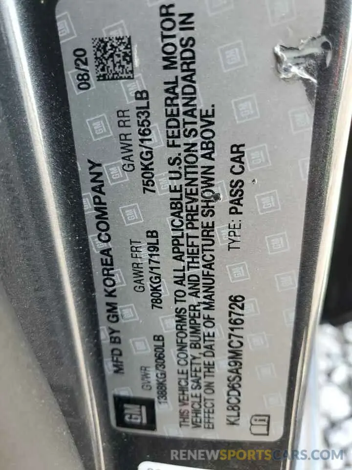12 Photograph of a damaged car KL8CD6SA9MC716726 CHEVROLET SPARK 2021