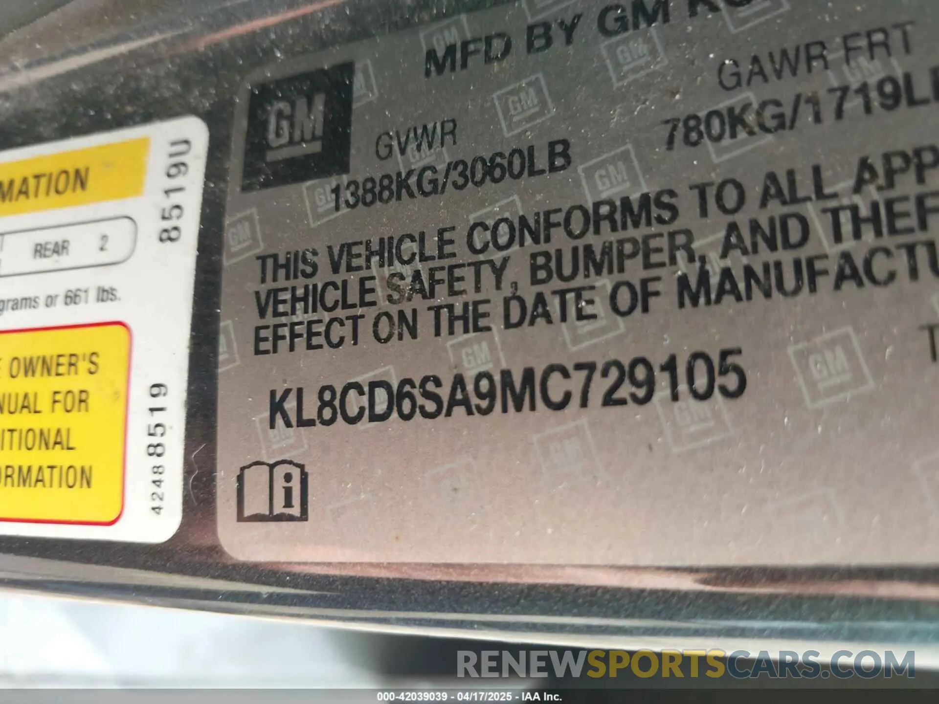 9 Photograph of a damaged car KL8CD6SA9MC729105 CHEVROLET SPARK 2021