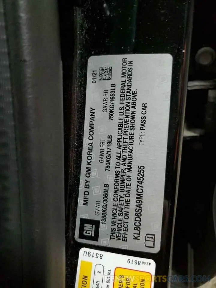12 Photograph of a damaged car KL8CD6SA9MC745255 CHEVROLET SPARK 2021