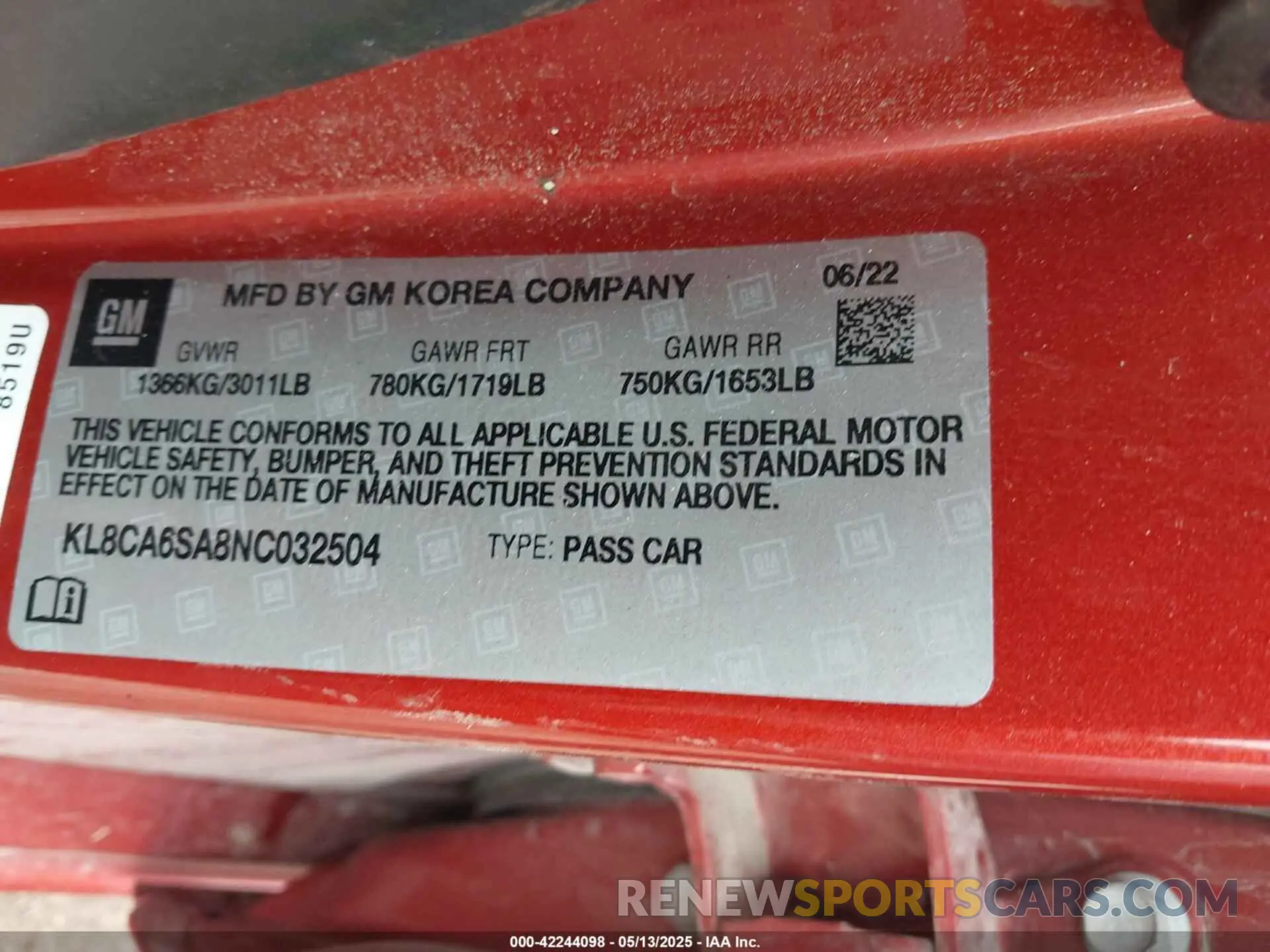 9 Photograph of a damaged car KL8CA6SA8NC032504 CHEVROLET SPARK 2022