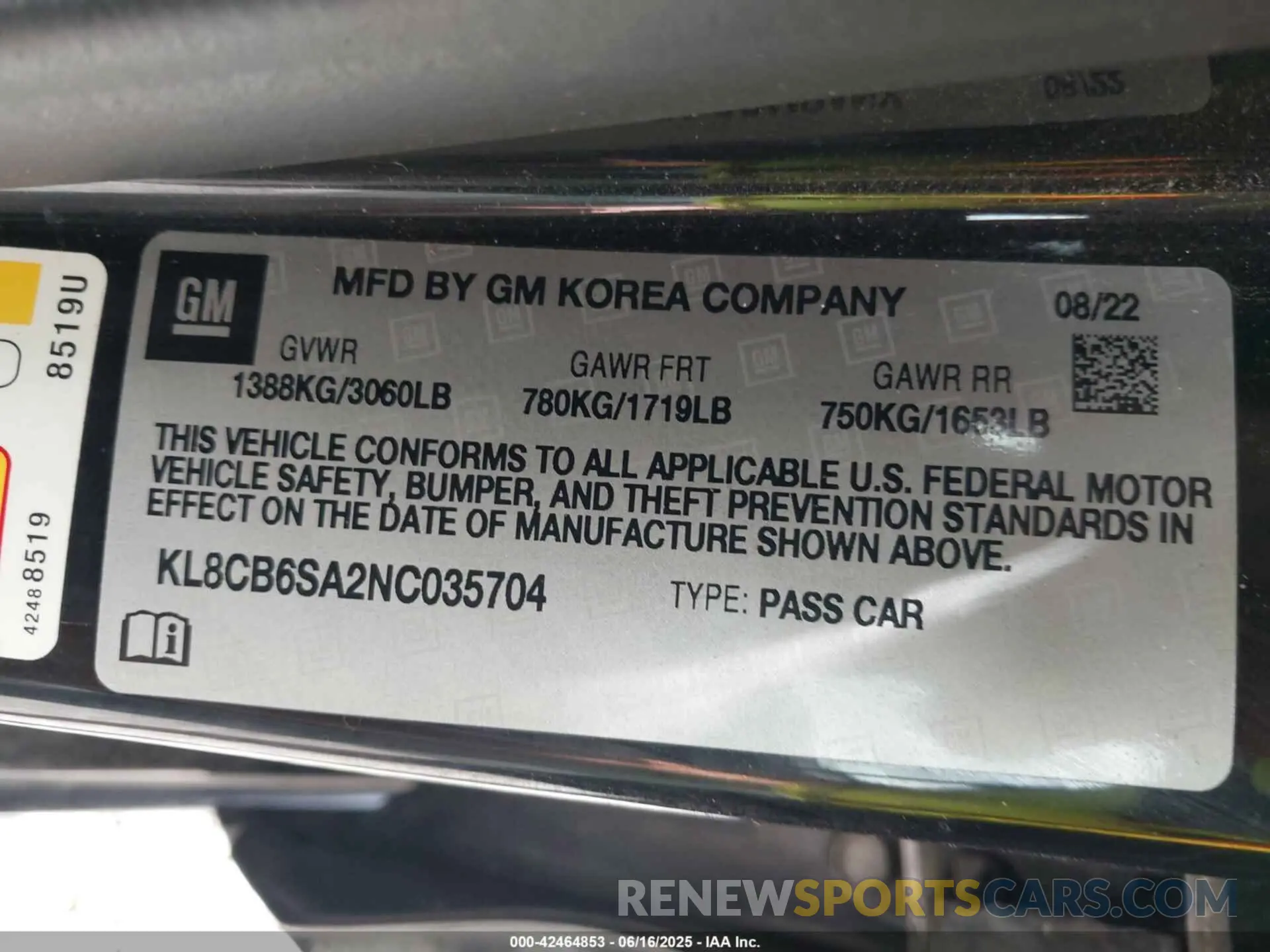 9 Photograph of a damaged car KL8CB6SA2NC035704 CHEVROLET SPARK 2022