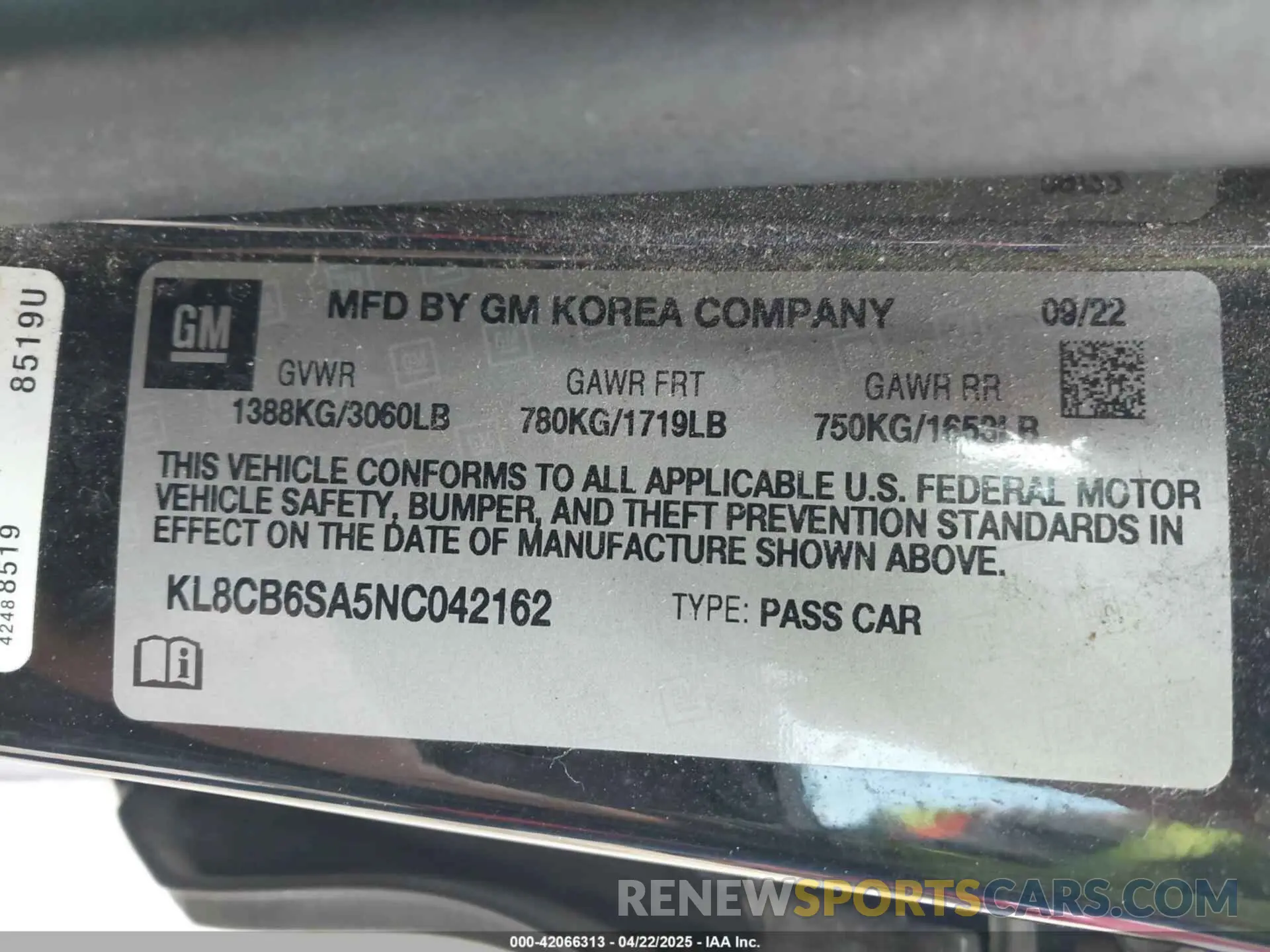 9 Photograph of a damaged car KL8CB6SA5NC042162 CHEVROLET SPARK 2022