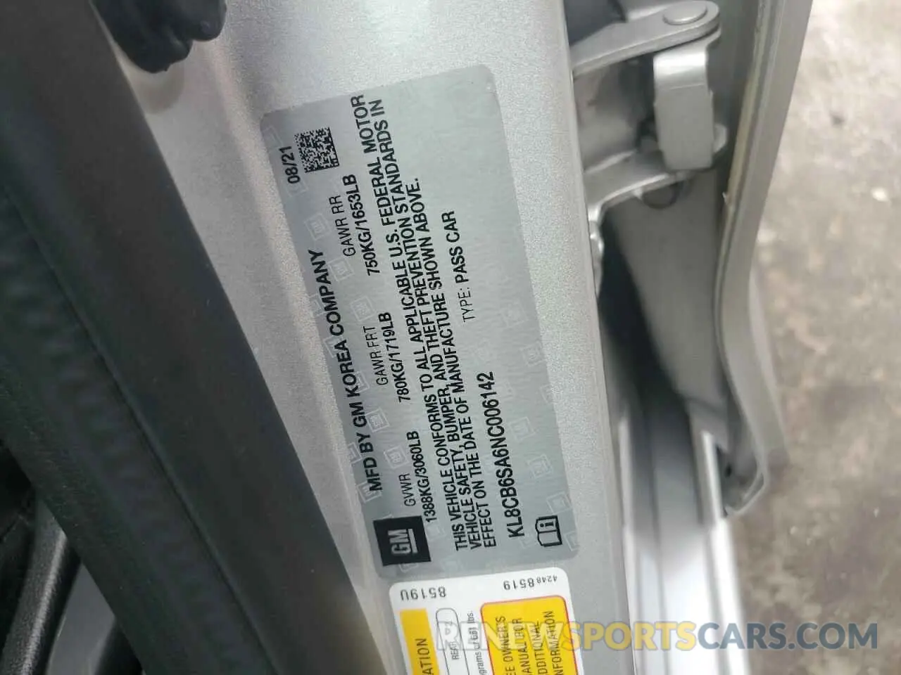 12 Photograph of a damaged car KL8CB6SA6NC006142 CHEVROLET SPARK 2022