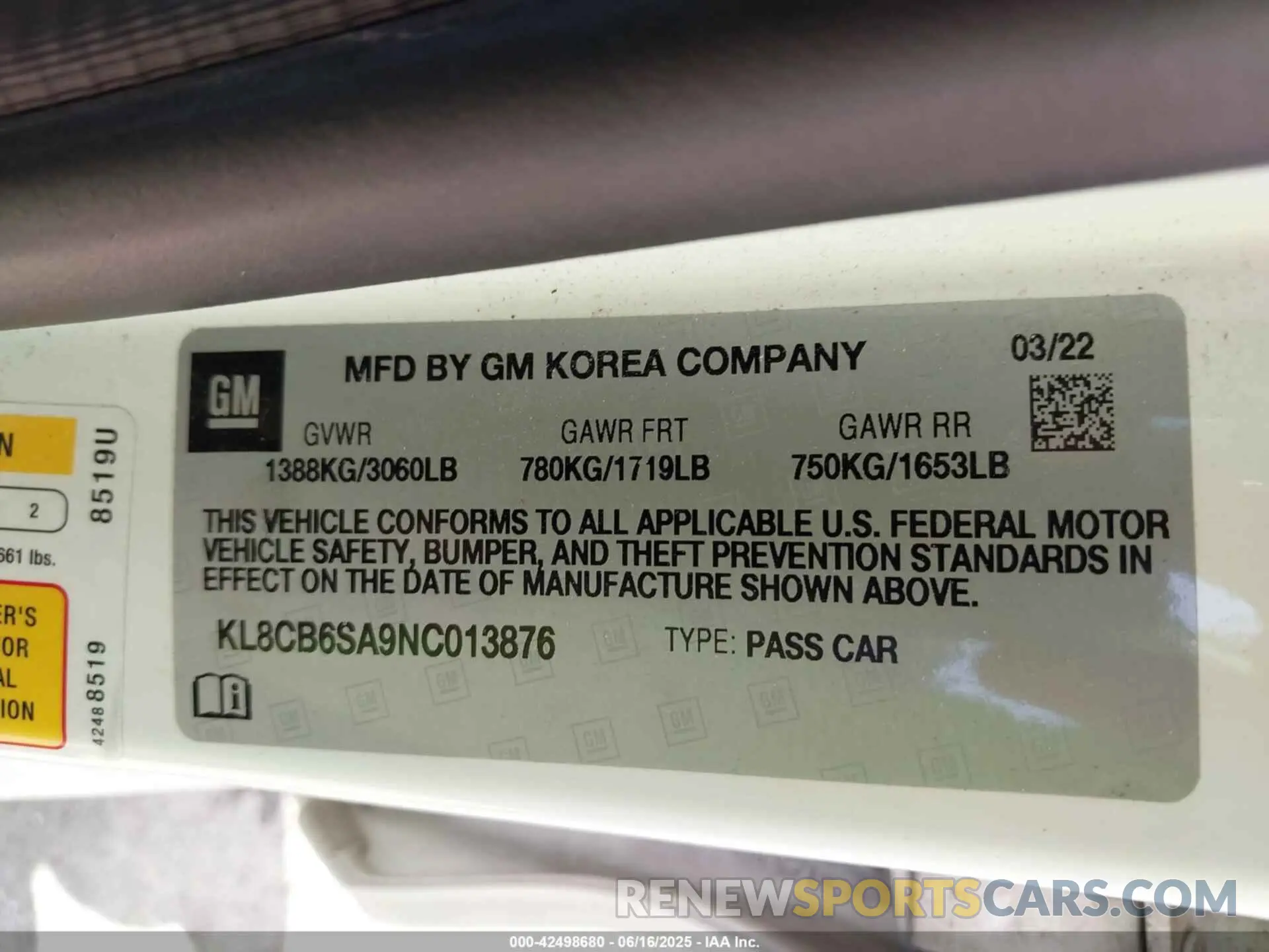 9 Photograph of a damaged car KL8CB6SA9NC013876 CHEVROLET SPARK 2022