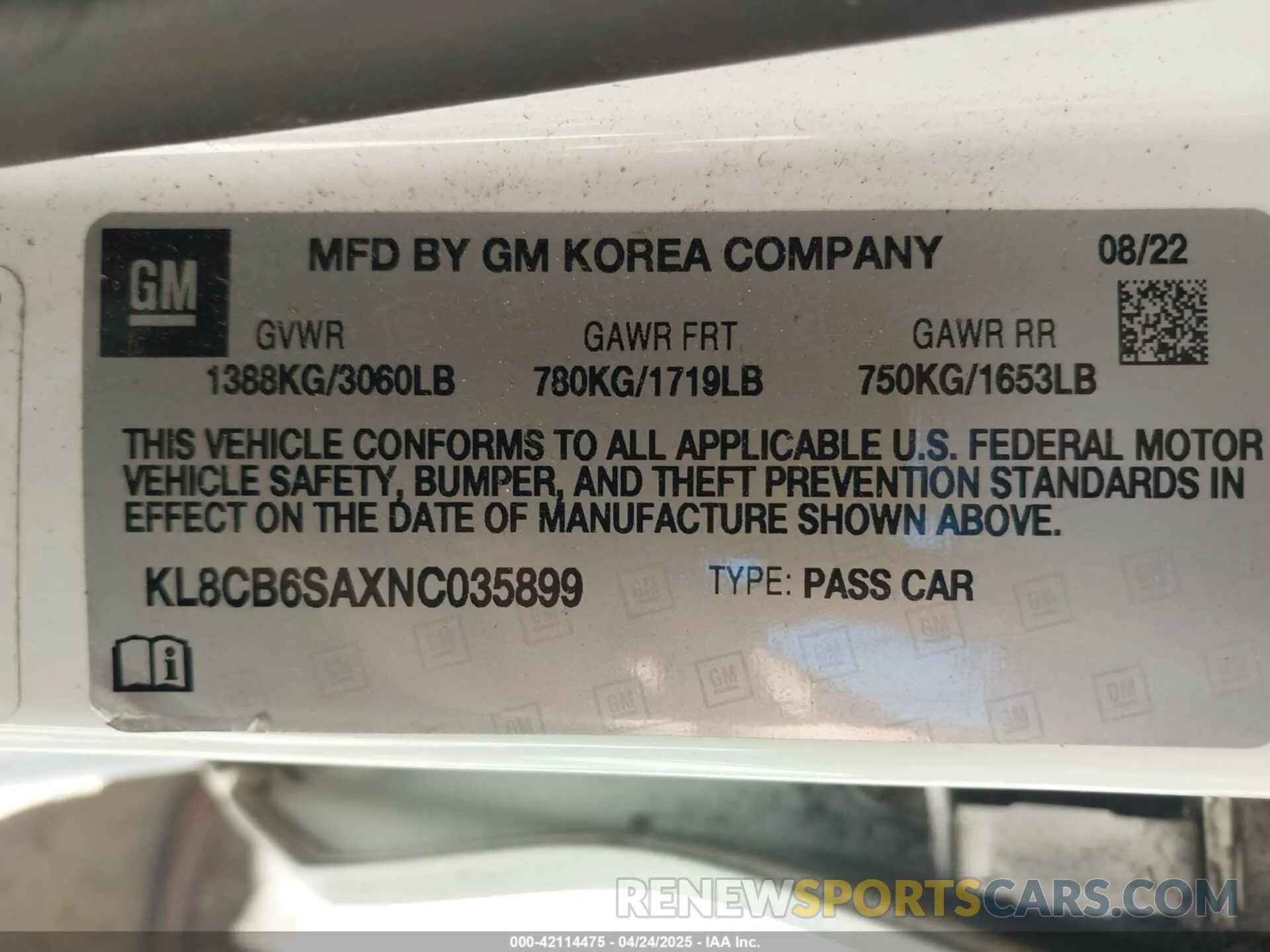 9 Photograph of a damaged car KL8CB6SAXNC035899 CHEVROLET SPARK 2022