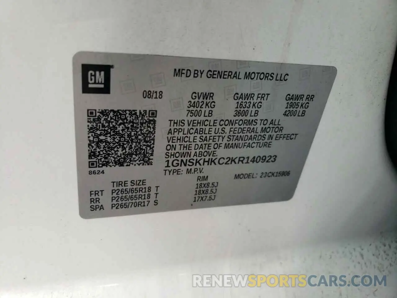 14 Photograph of a damaged car 1GNSKHKC2KR140923 CHEVROLET SUBURBAN 2019