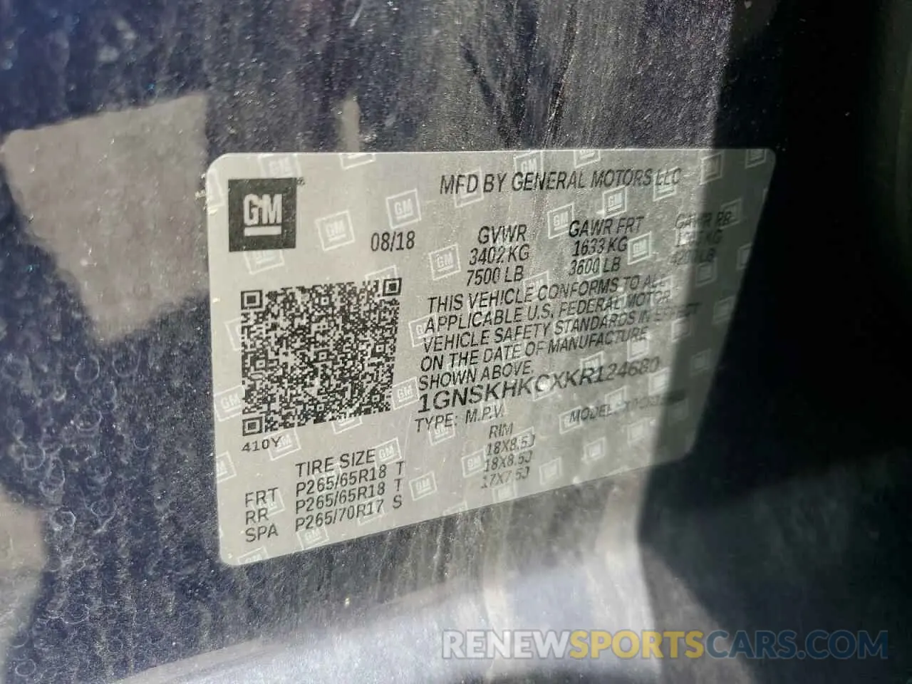 13 Photograph of a damaged car 1GNSKHKCXKR124680 CHEVROLET SUBURBAN 2019