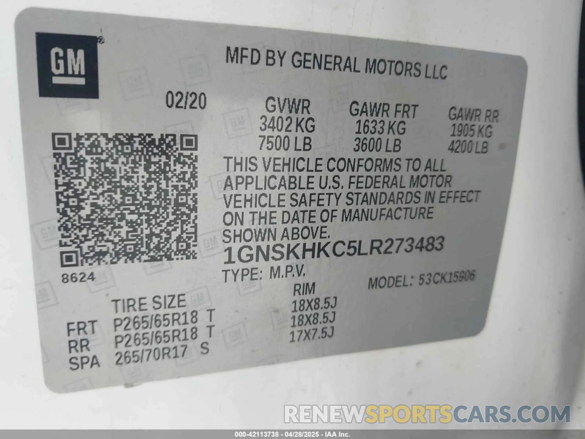9 Photograph of a damaged car 1GNSKHKC5LR273483 CHEVROLET SUBURBAN 2020