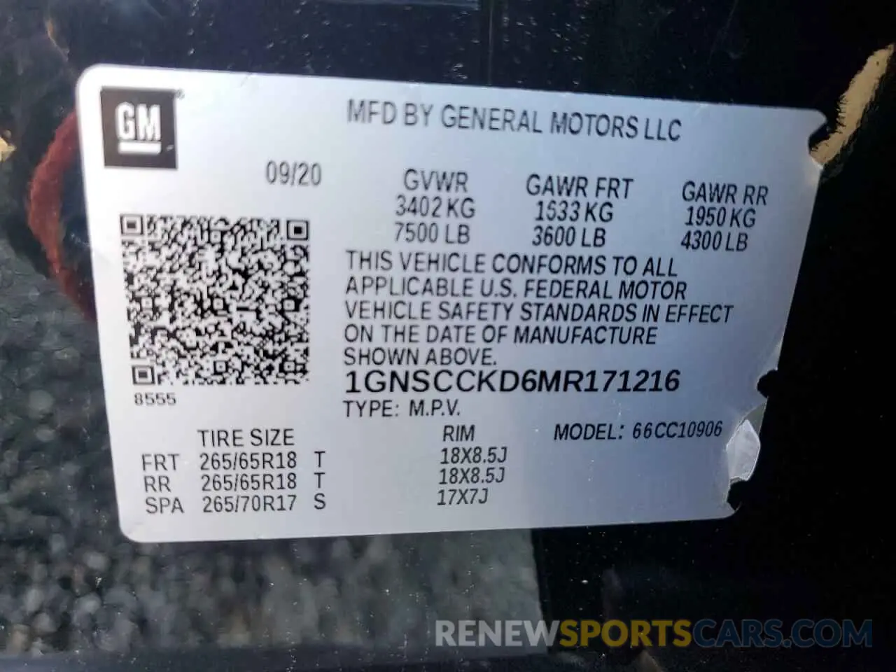 13 Photograph of a damaged car 1GNSCCKD6MR171216 CHEVROLET SUBURBAN 2021