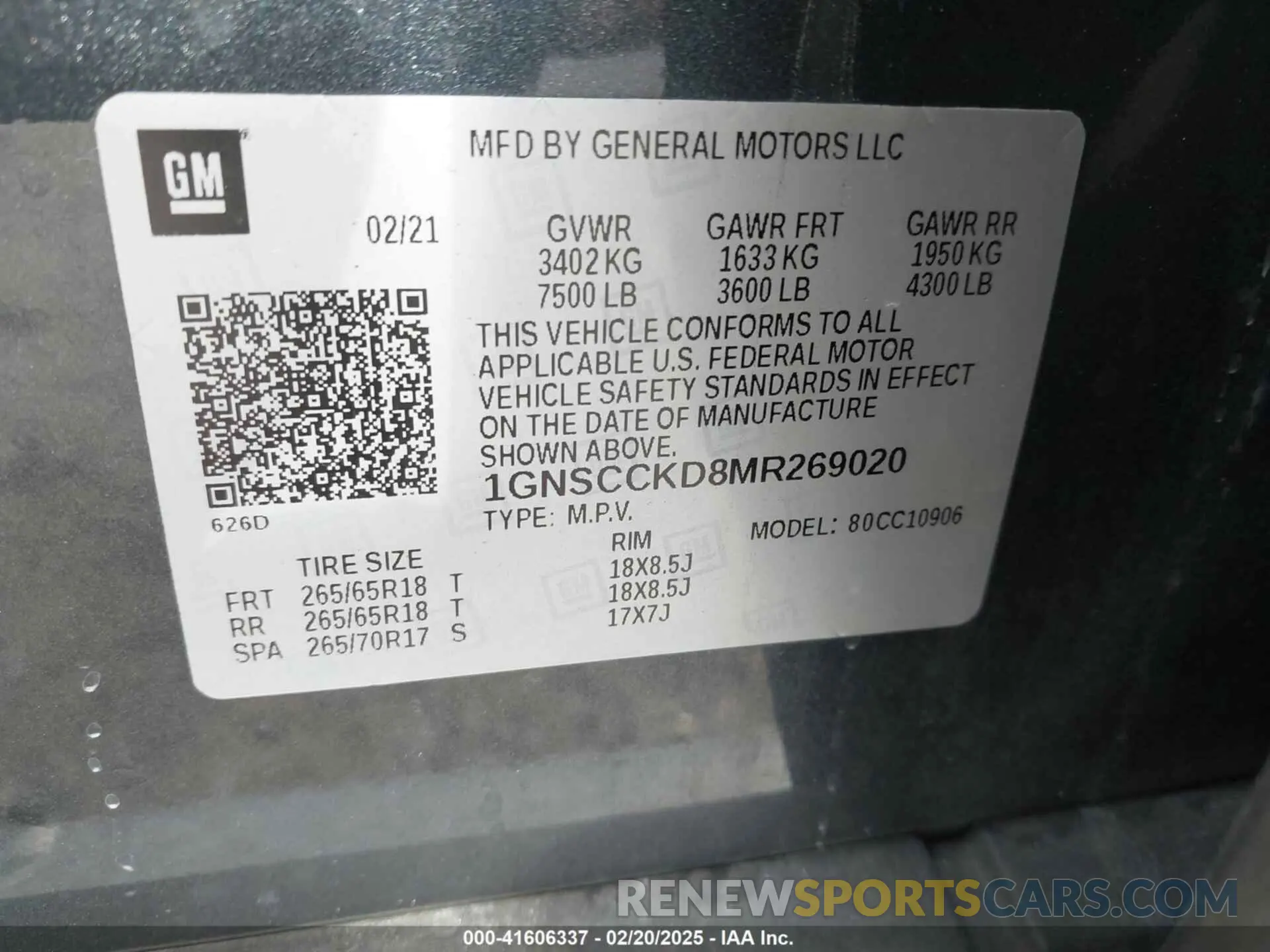 9 Photograph of a damaged car 1GNSCCKD8MR269020 CHEVROLET SUBURBAN 2021