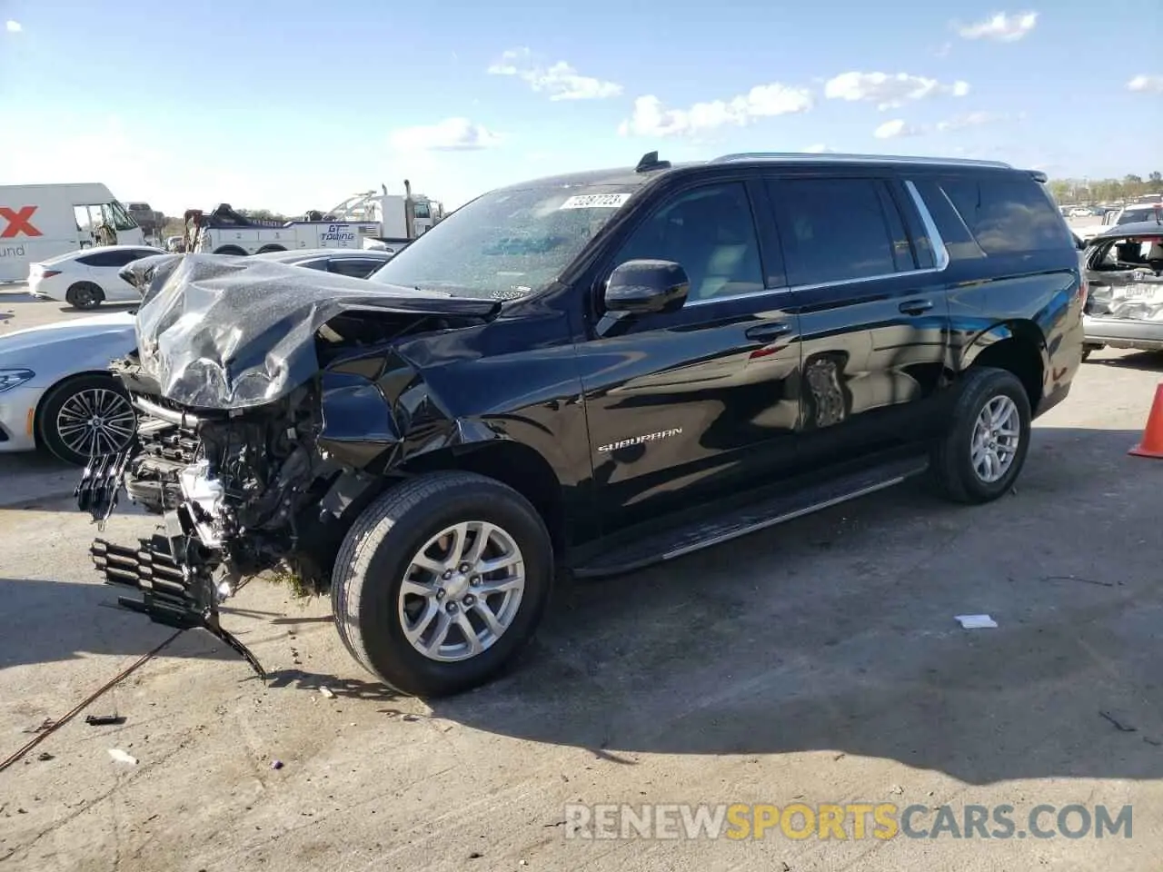 1 Photograph of a damaged car 1GNSKBKD0MR401992 CHEVROLET SUBURBAN 2021