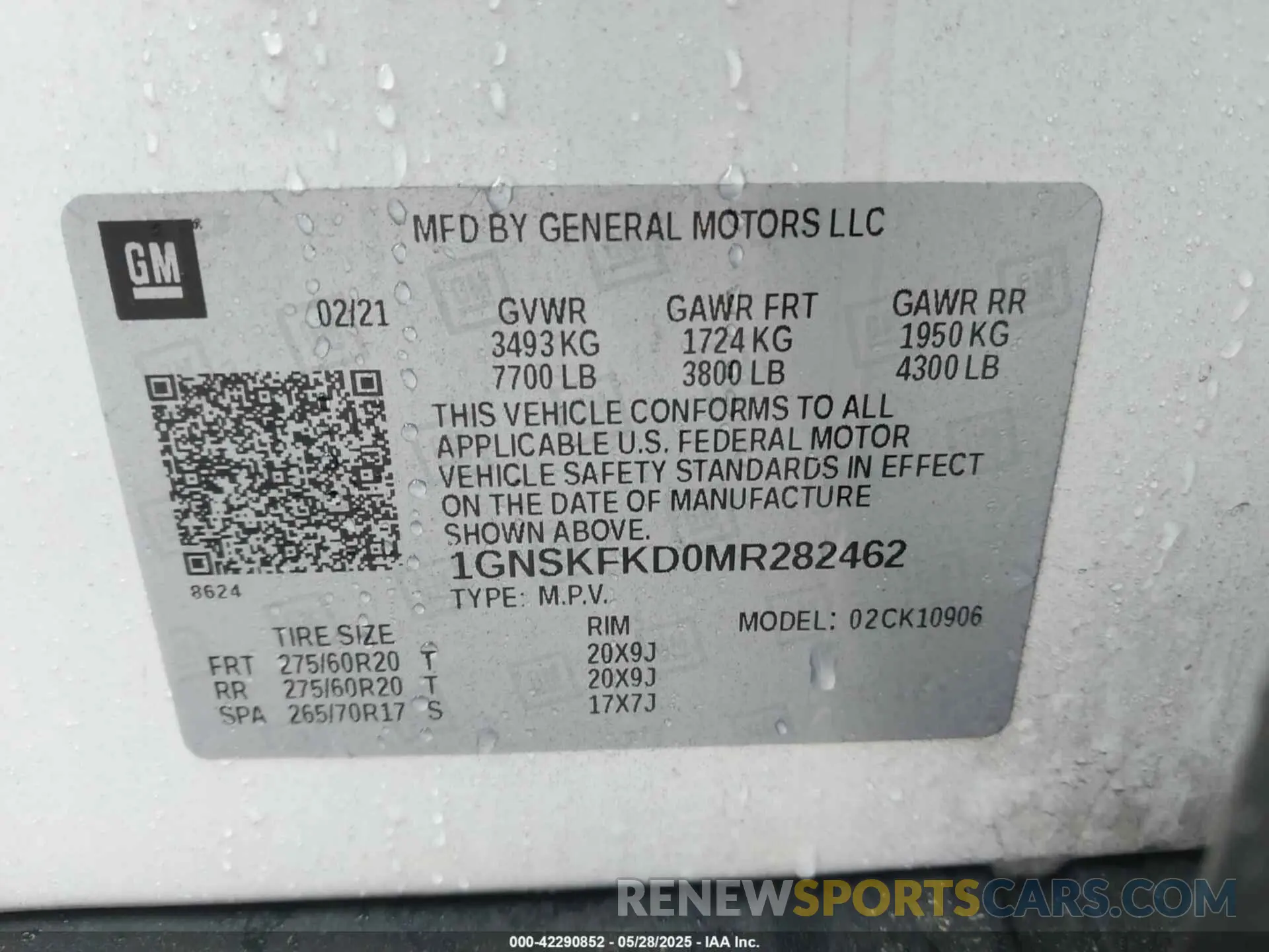 9 Photograph of a damaged car 1GNSKFKD0MR282462 CHEVROLET SUBURBAN 2021