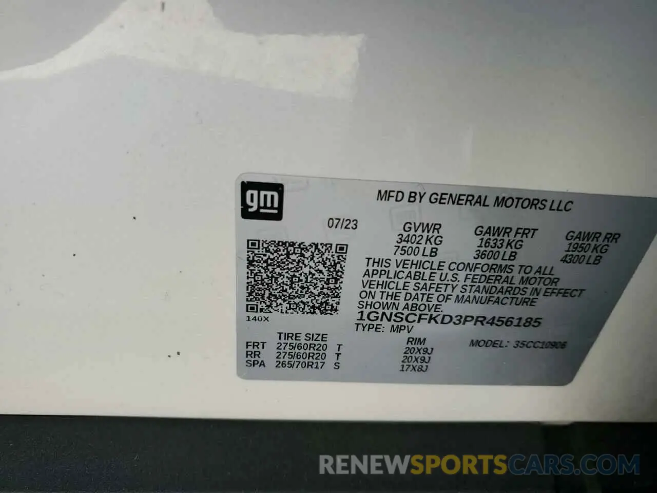 13 Photograph of a damaged car 1GNSCFKD3PR456185 CHEVROLET SUBURBAN 2023
