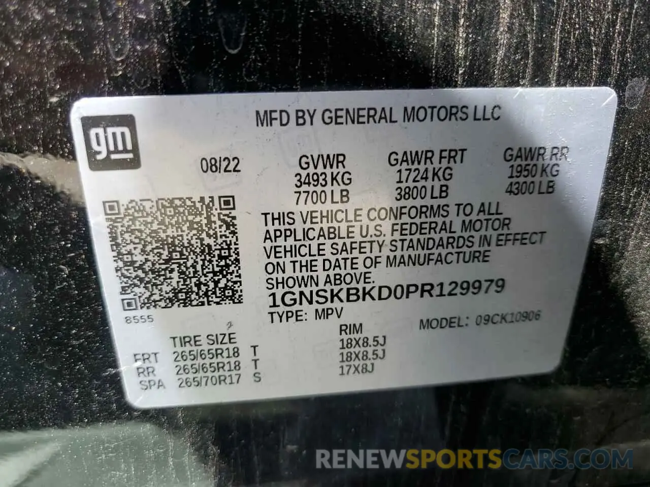 13 Photograph of a damaged car 1GNSKBKD0PR129979 CHEVROLET SUBURBAN 2023