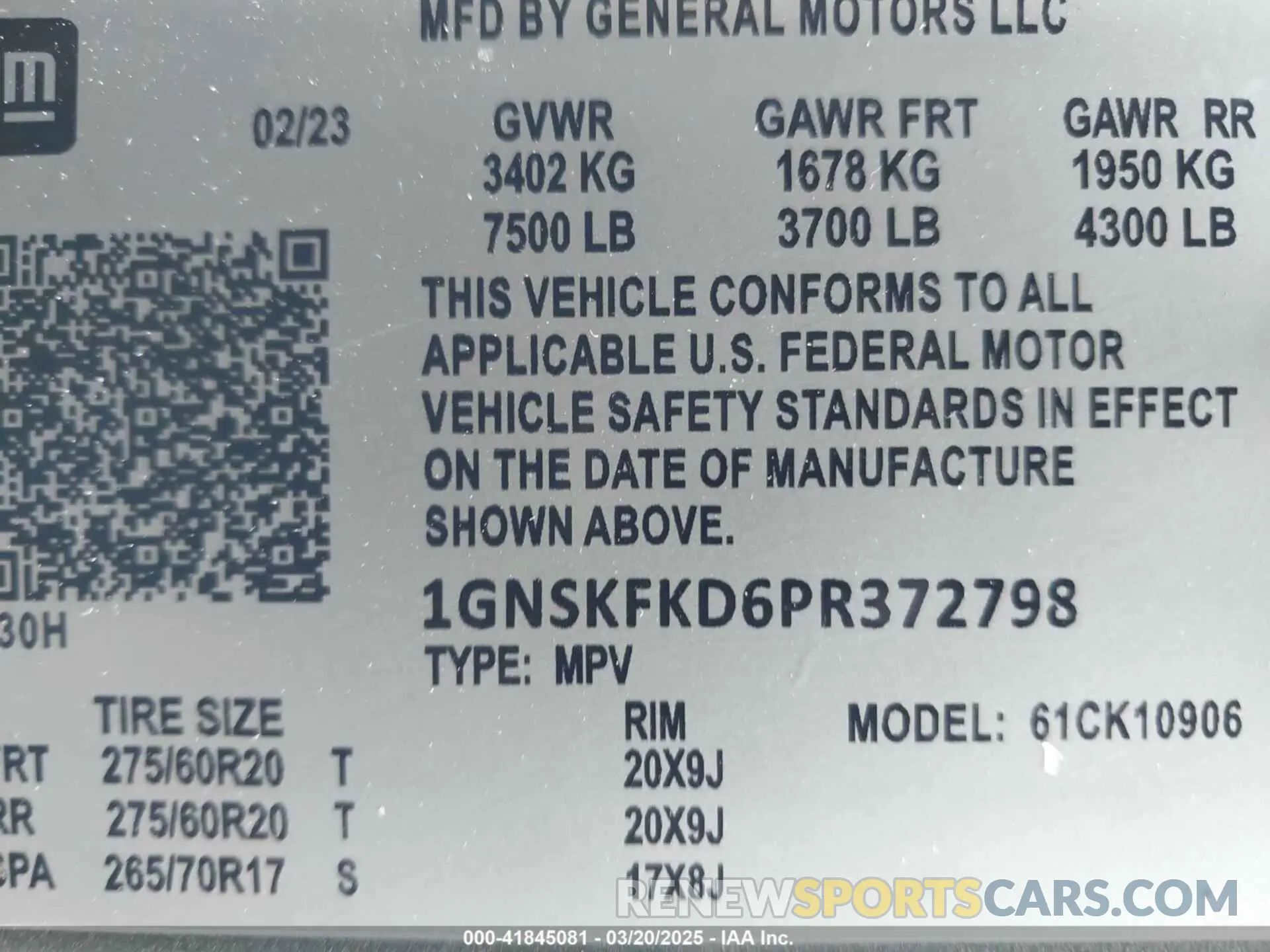 9 Photograph of a damaged car 1GNSKFKD6PR372798 CHEVROLET SUBURBAN 2023